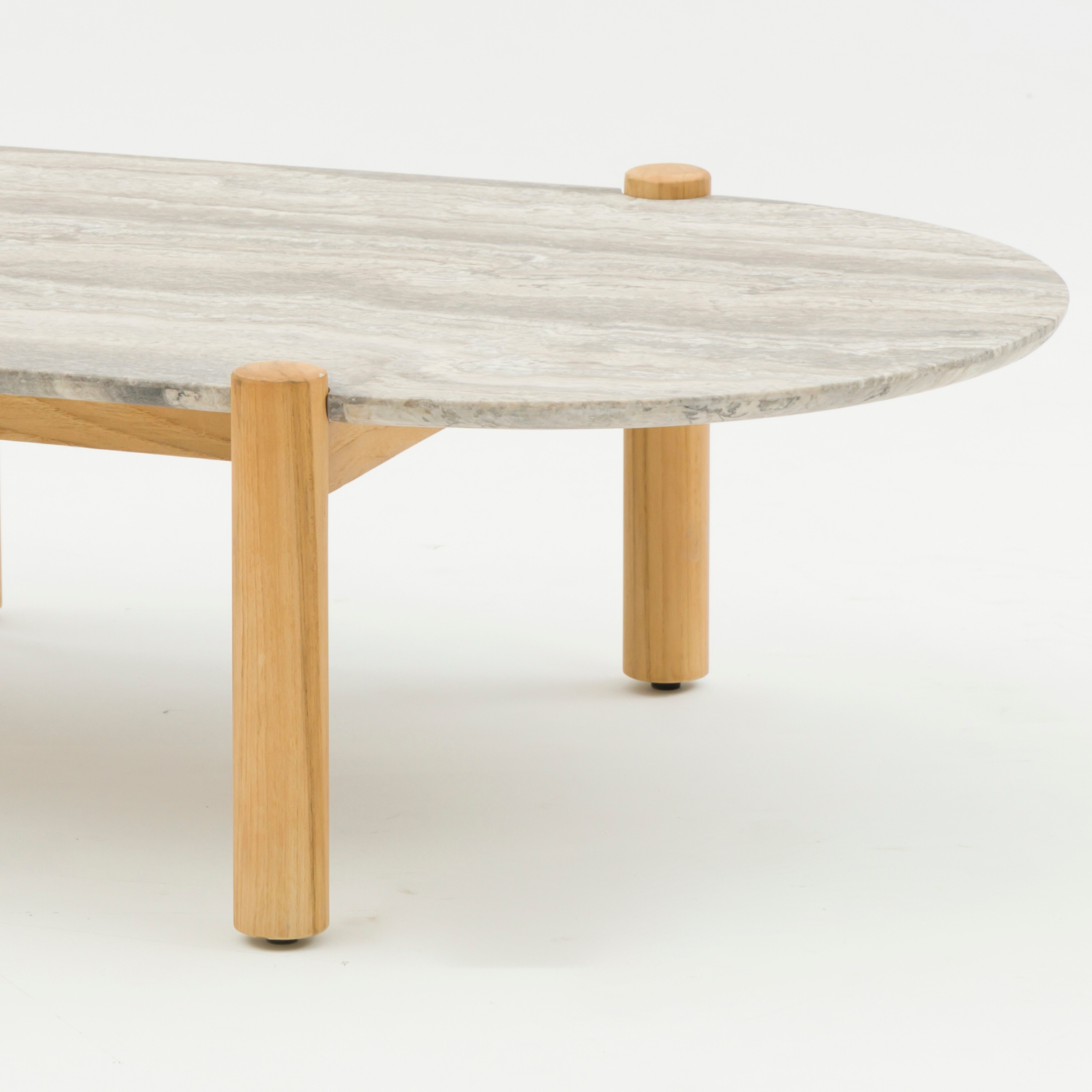 Plume Travertine/Teak Coffee Table