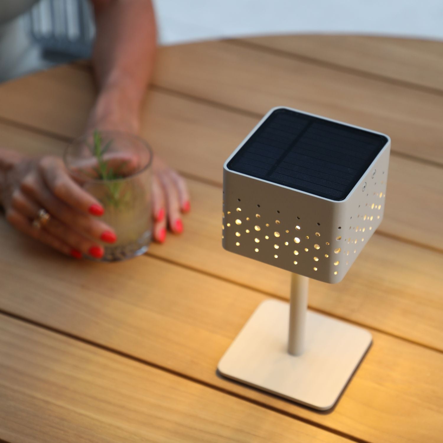 Beams Beige Solar Outdoor Table Lamp