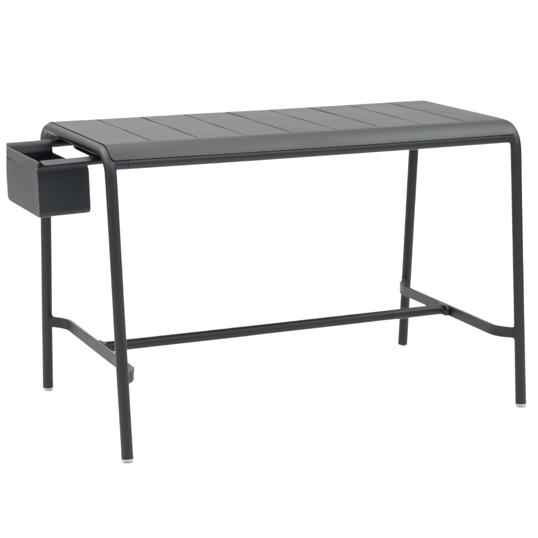 Davenport Rectangular Bar Table w/ Ice Bucket - Charcoal