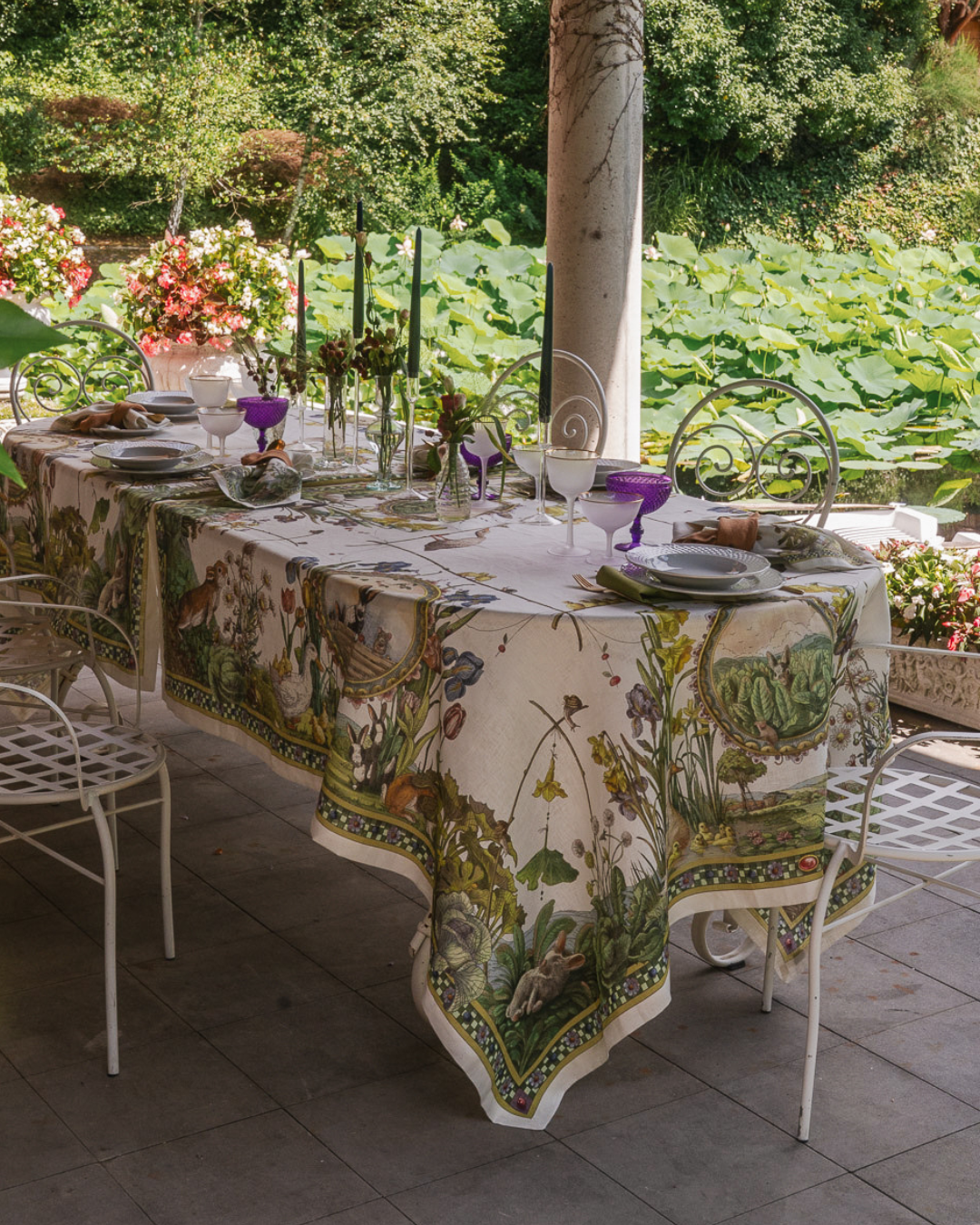 Bunny Blooms Linen Tablecloth