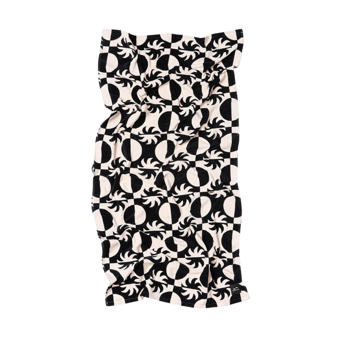 Velour Beach Towel - Black/White