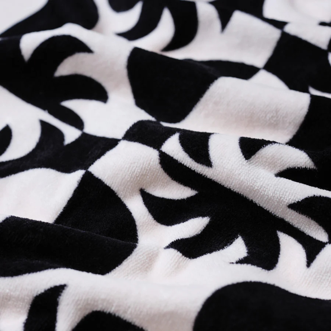 Velour Beach Towel - Black/White