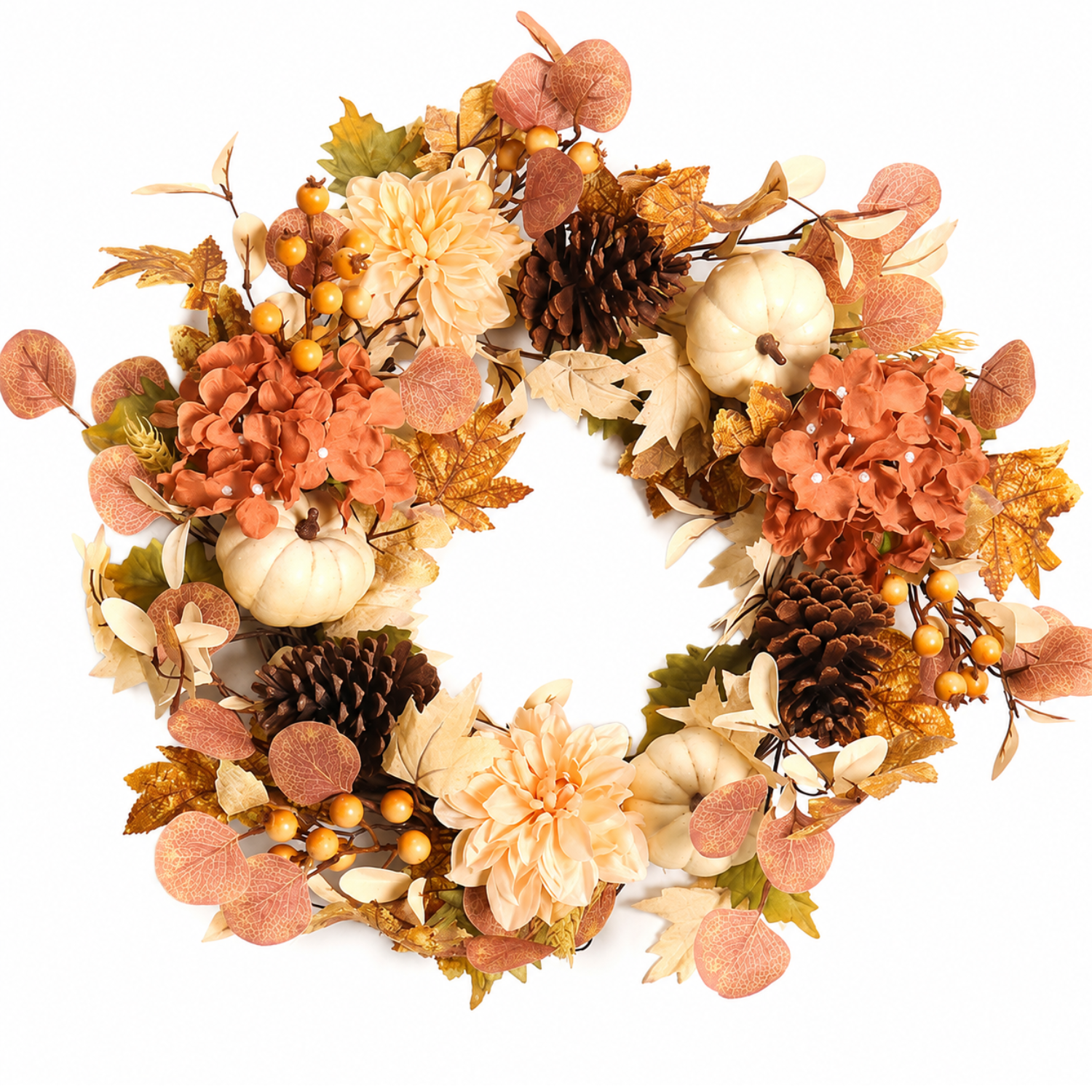 Artificial Pumpkin & Pine 21" Wreath