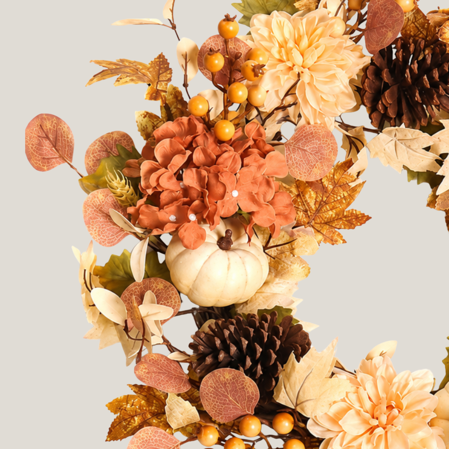 Artificial Pumpkin & Pine 21" Wreath