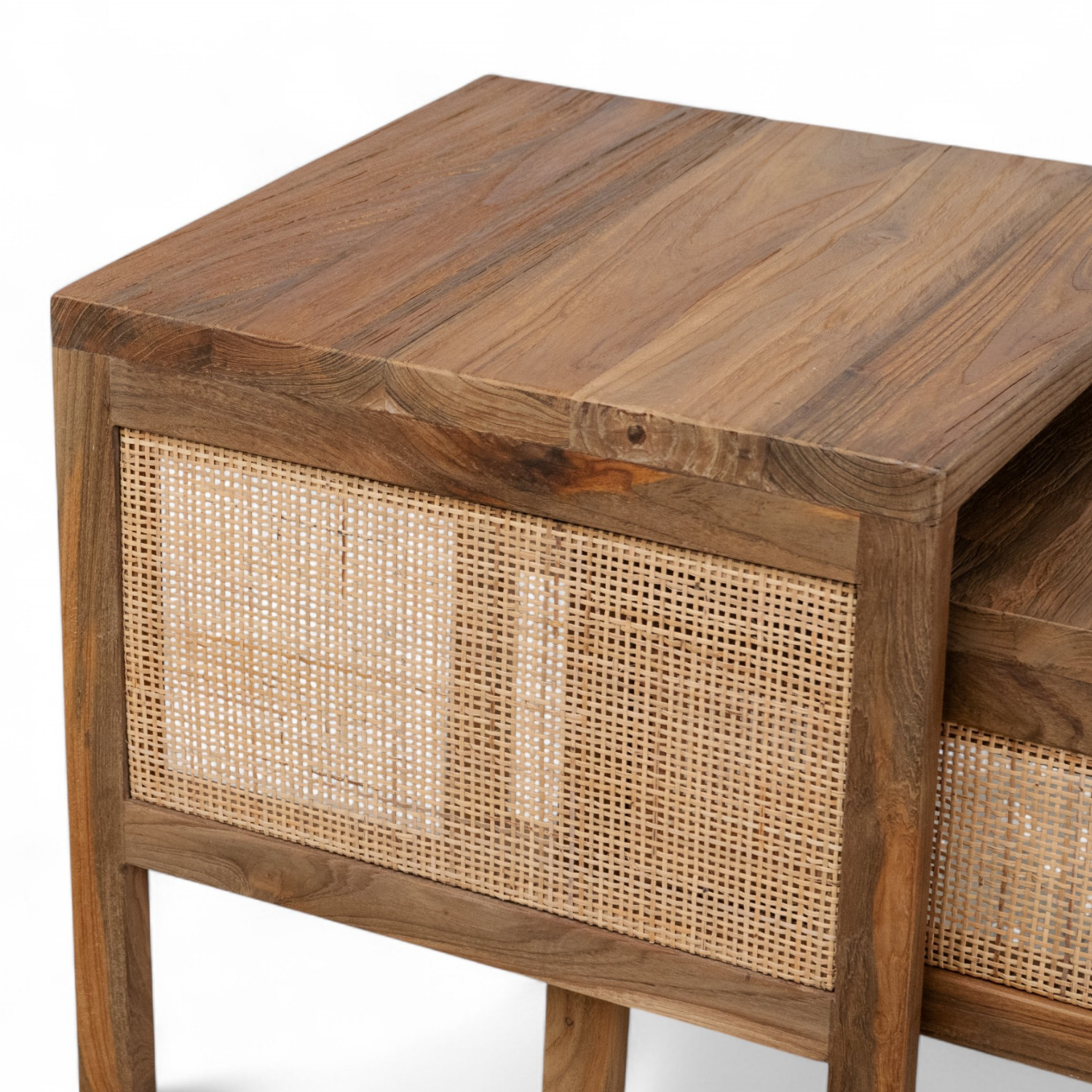 Cannes Rustic Teak Wood Nesting Side Table (Set of 2)