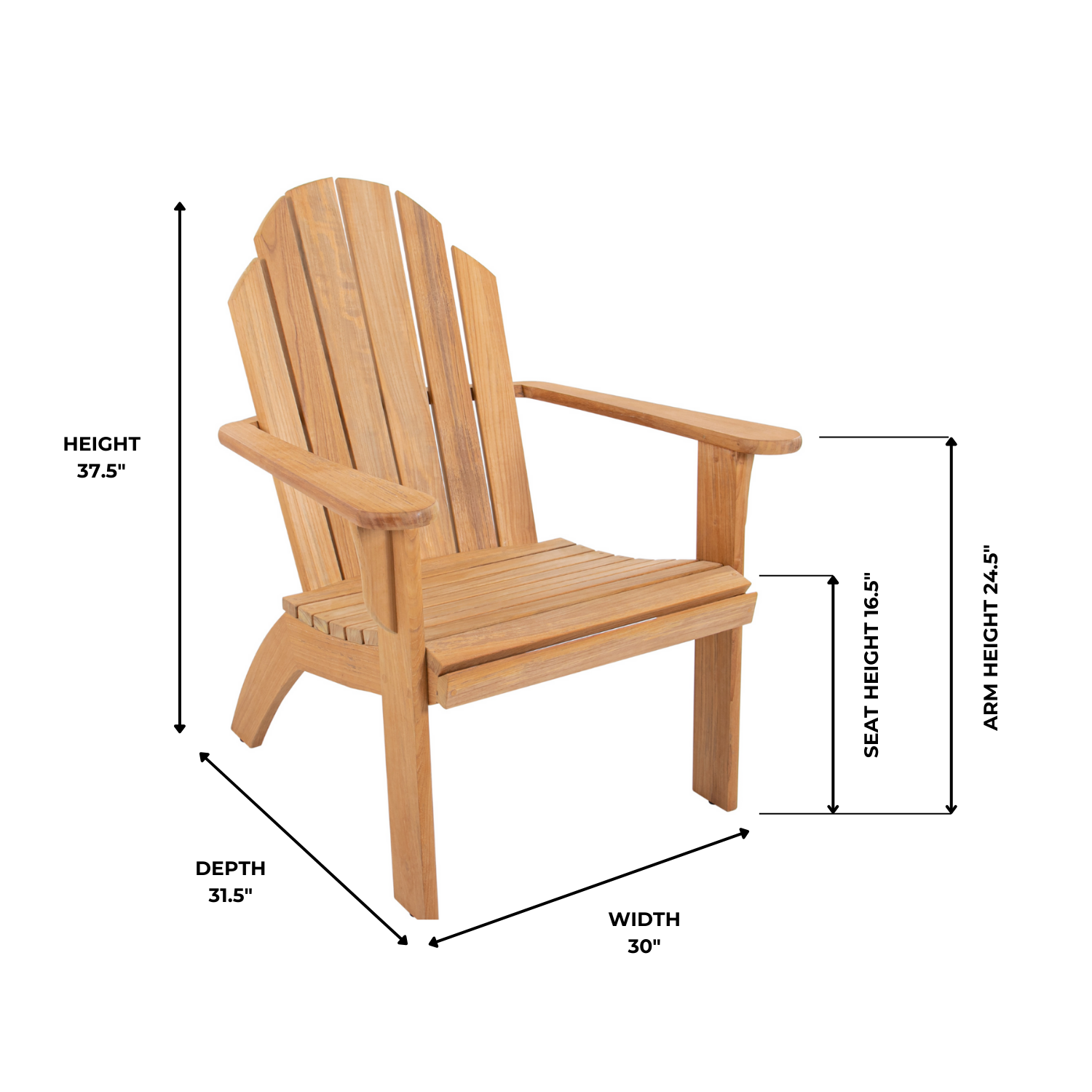 Caledon Teak Curved Back Adirondack Chair