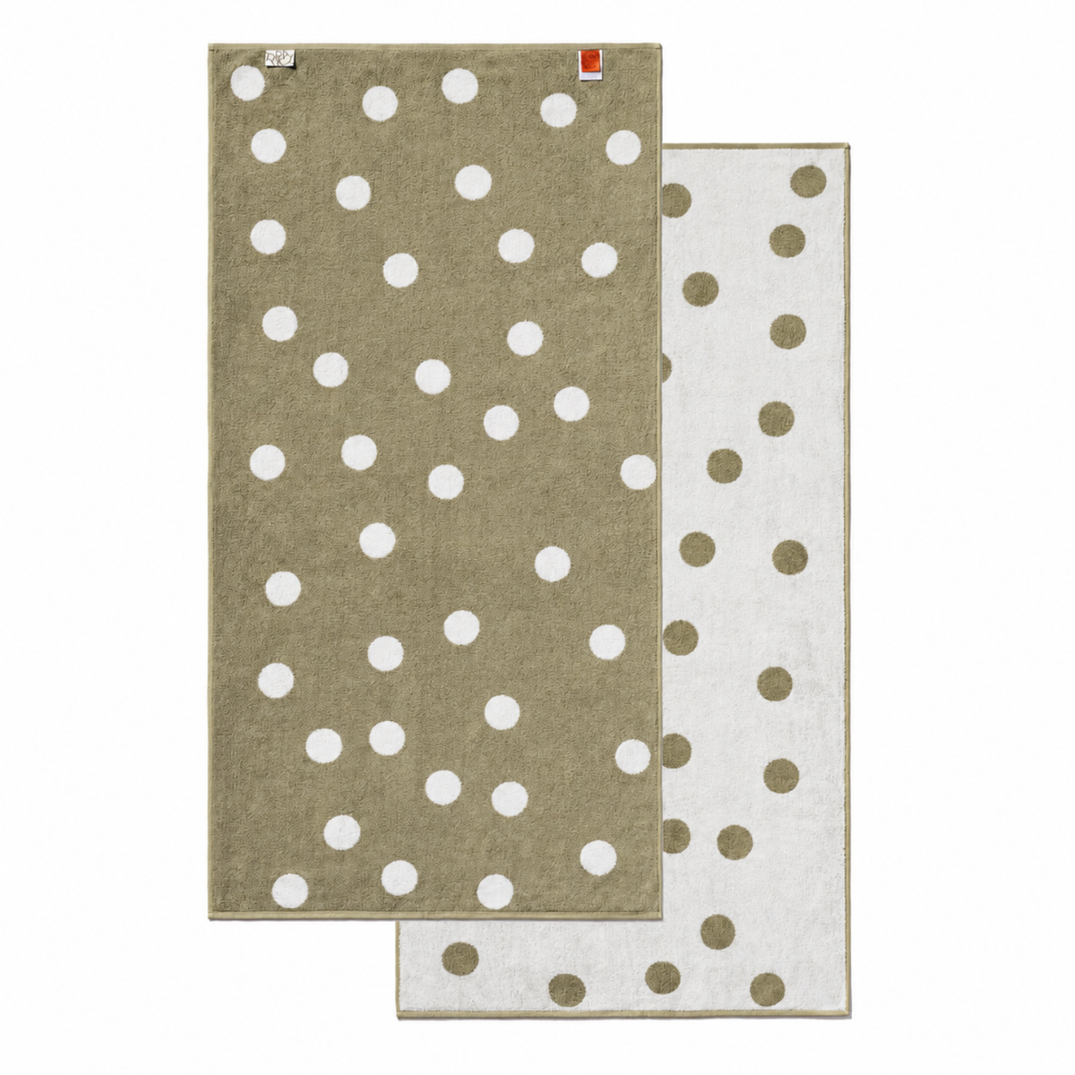 Dotty Cotton Bath Towel - Khaki/White