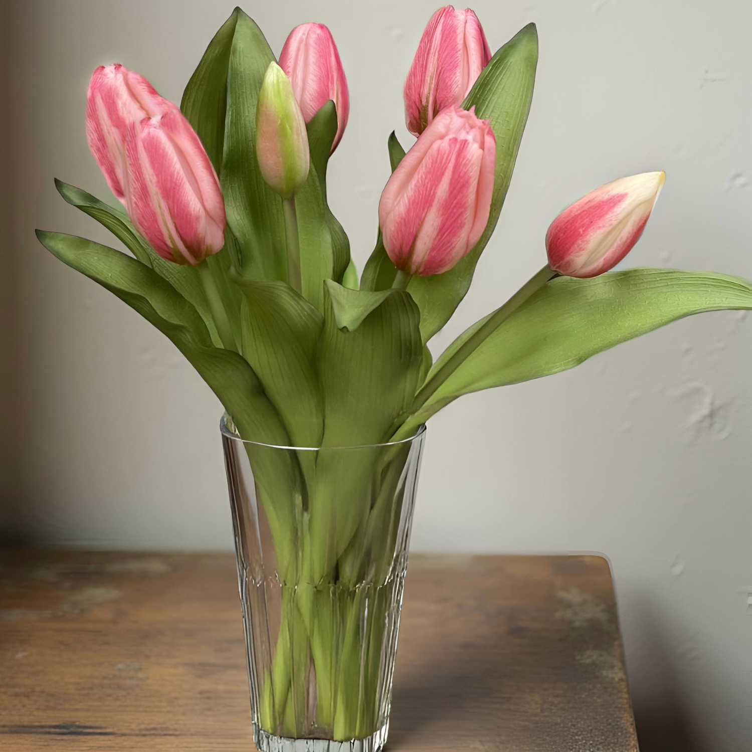 Artificial Fresh Touch Cotton Candy Pink Tulip Bouquet