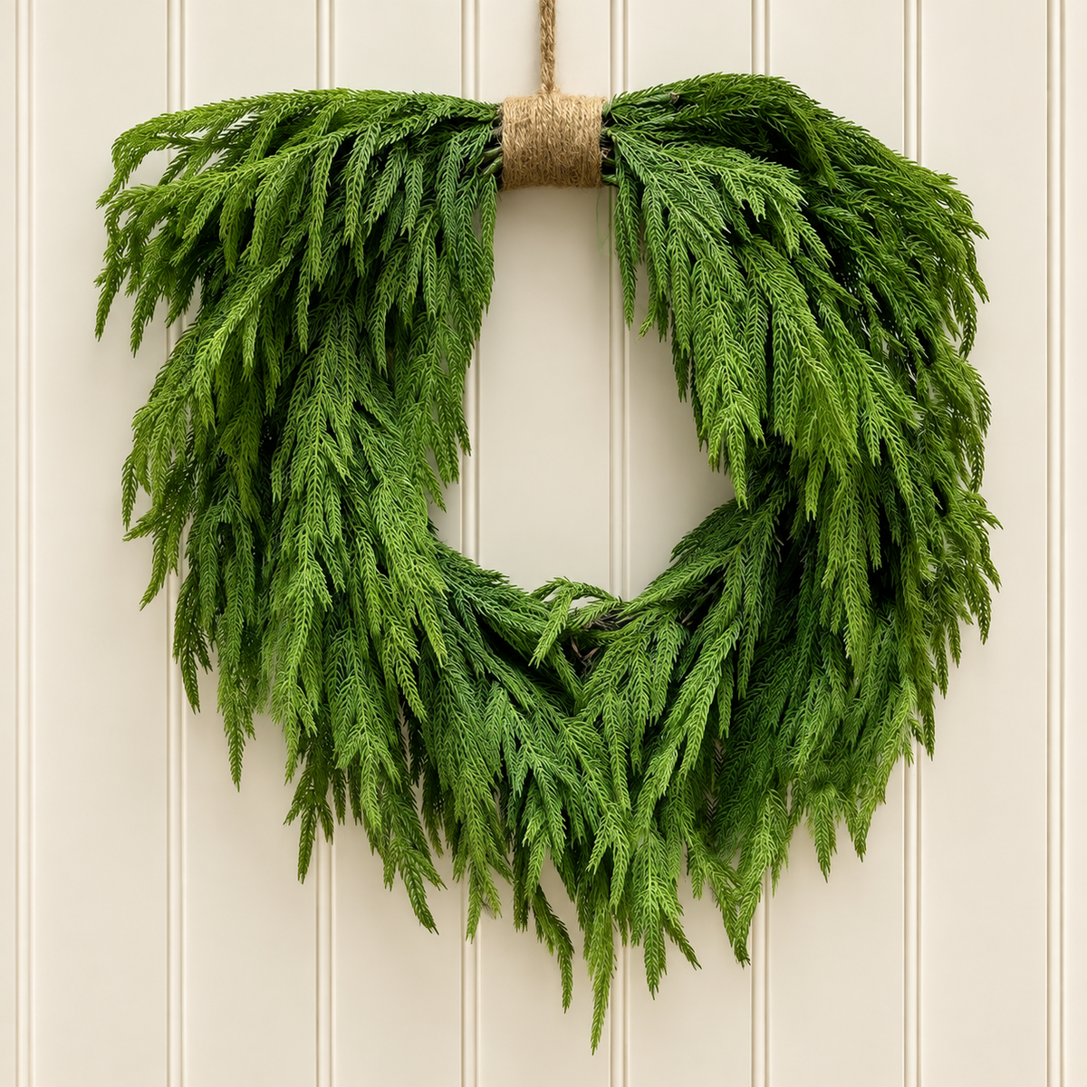 Artificial 24" Fresh Touch Norfolk Pine Heart-Shaped Wreath