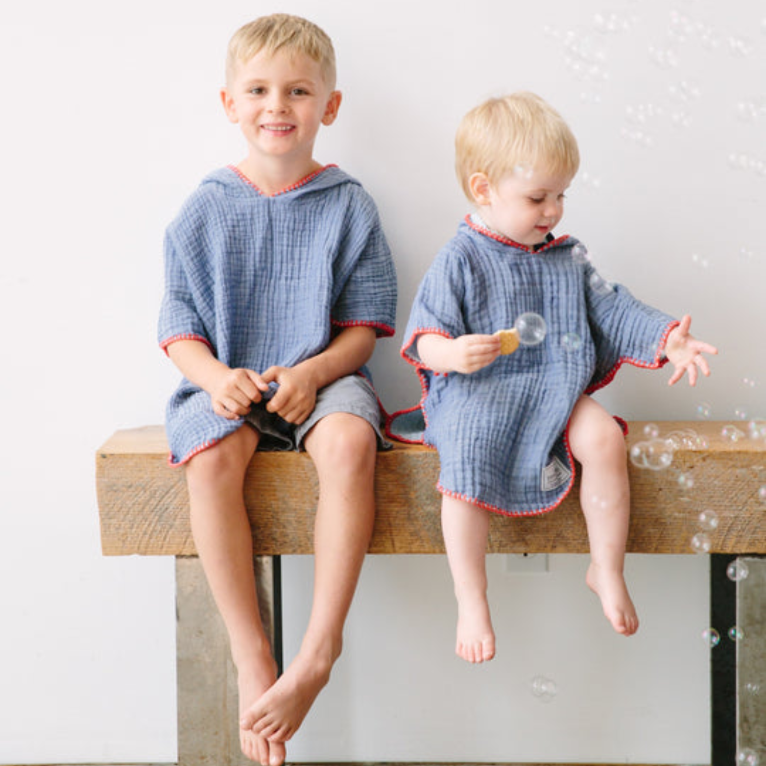 Kids Indigo Muslin Cotton Poncho