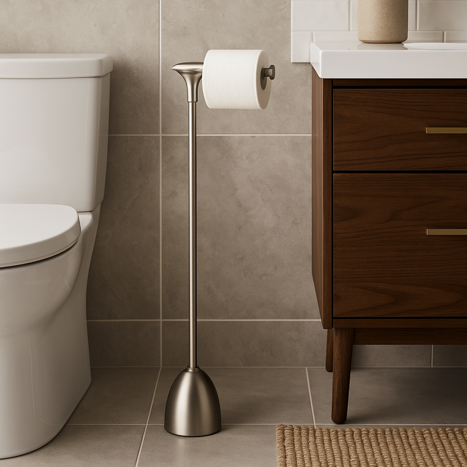 Brushed Nickel Toilet Paper Stand