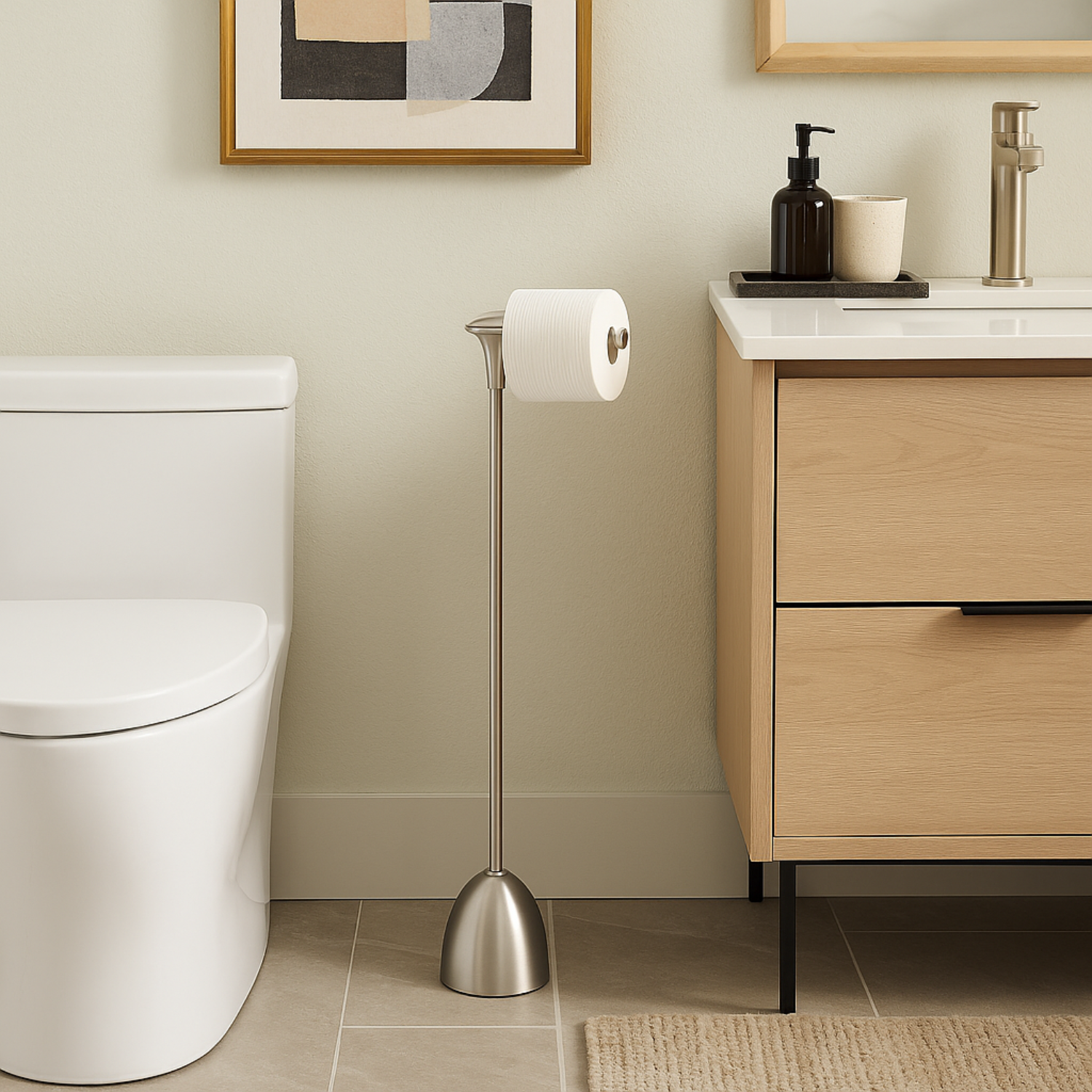 Brushed Nickel Toilet Paper Stand