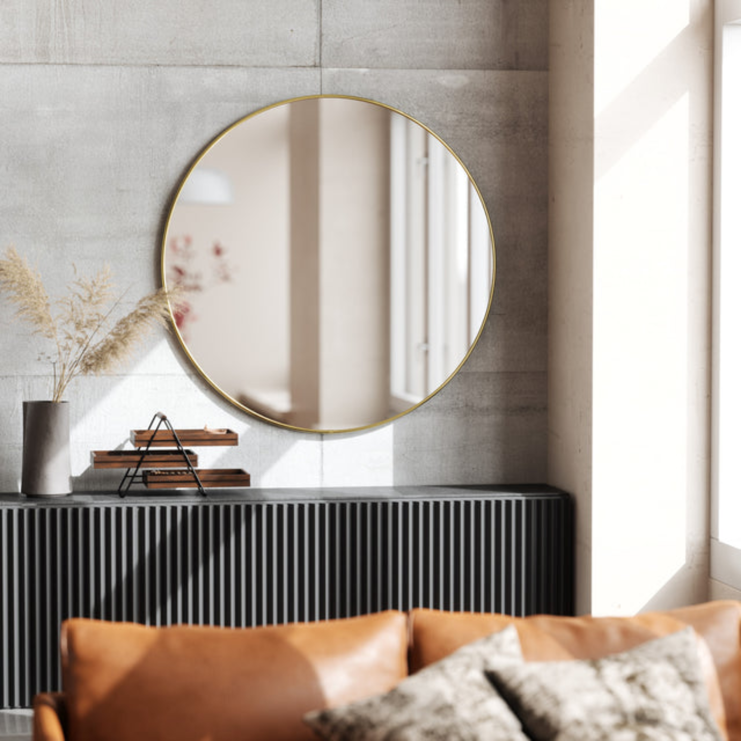 Arc Round Brass Mirror