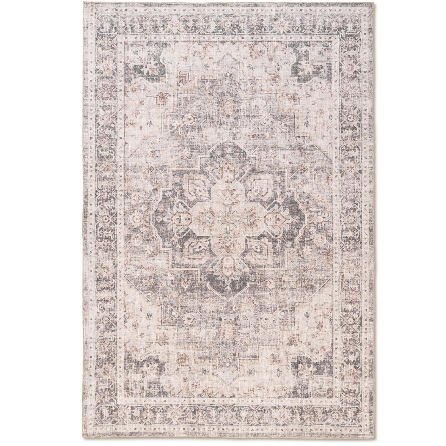 Distressed Chateau Bloom Multi/Blue/Brown/Grey Washable Rug