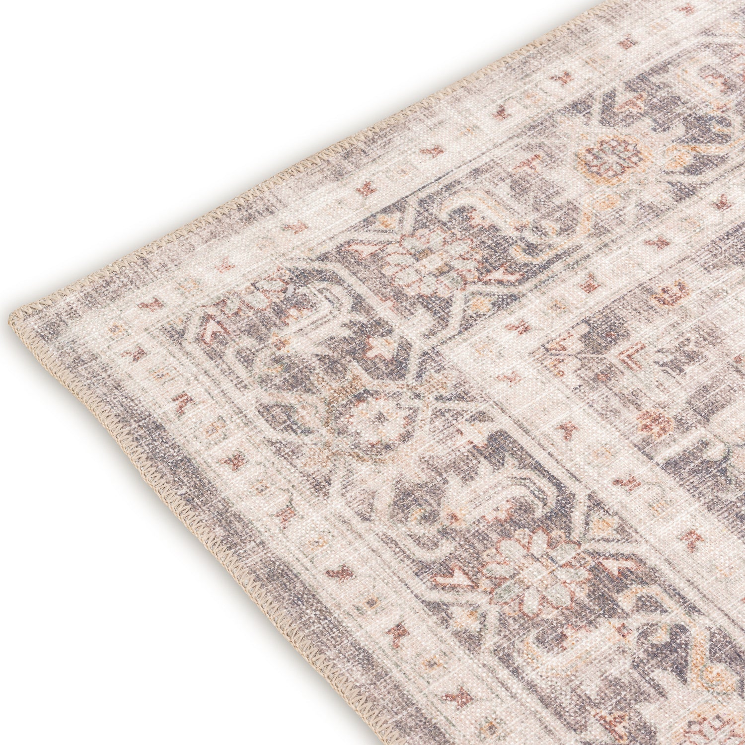 Distressed Chateau Bloom Multi/Blue/Brown/Grey Washable Rug