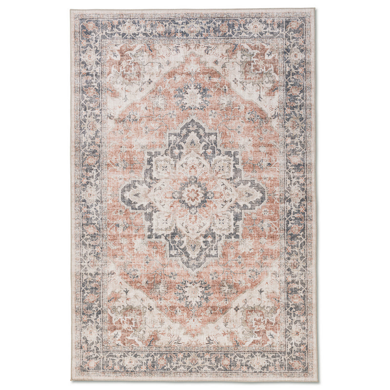 Distressed Medallion Multi/Burgundy Washable Rug