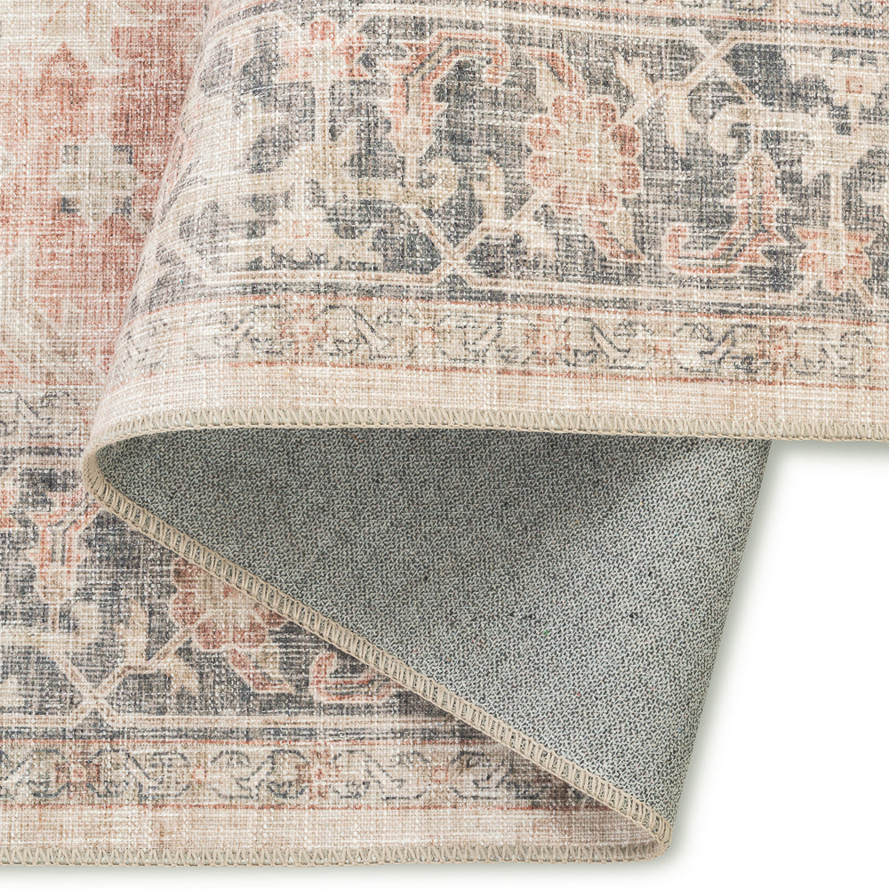 Distressed Medallion Multi/Burgundy Washable Rug