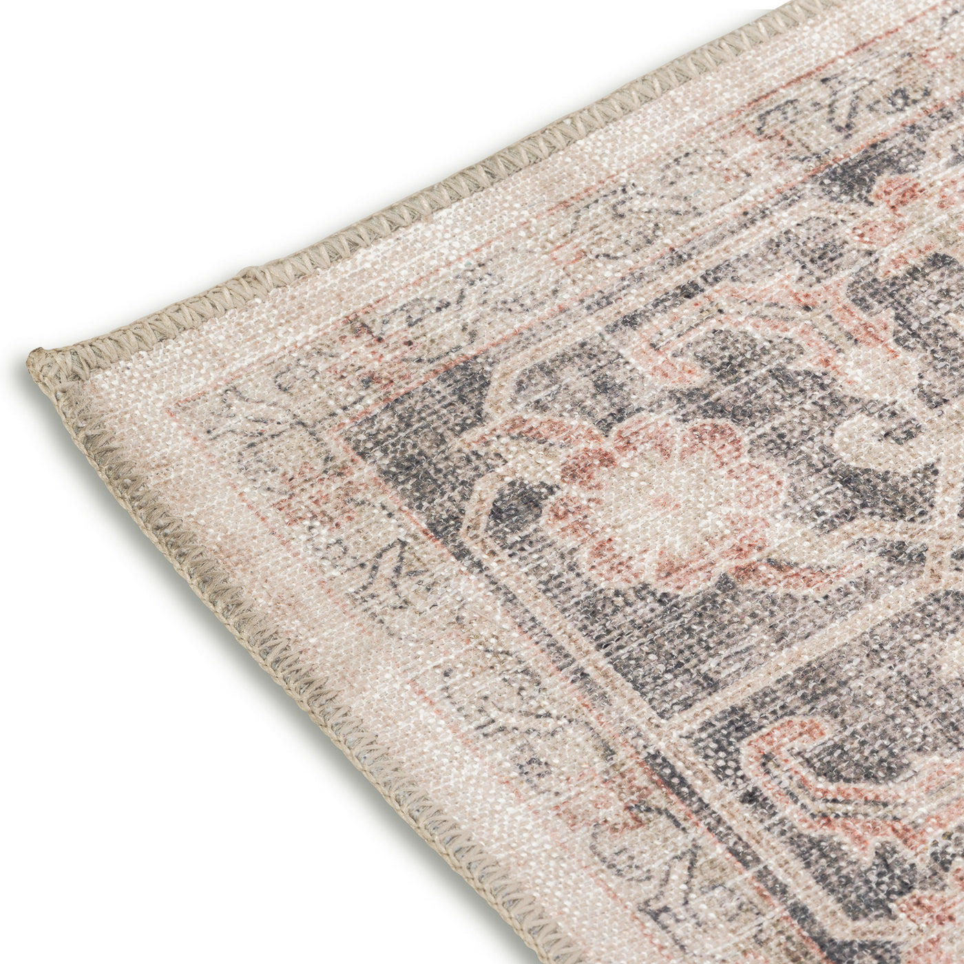 Distressed Medallion Multi/Burgundy Washable Rug