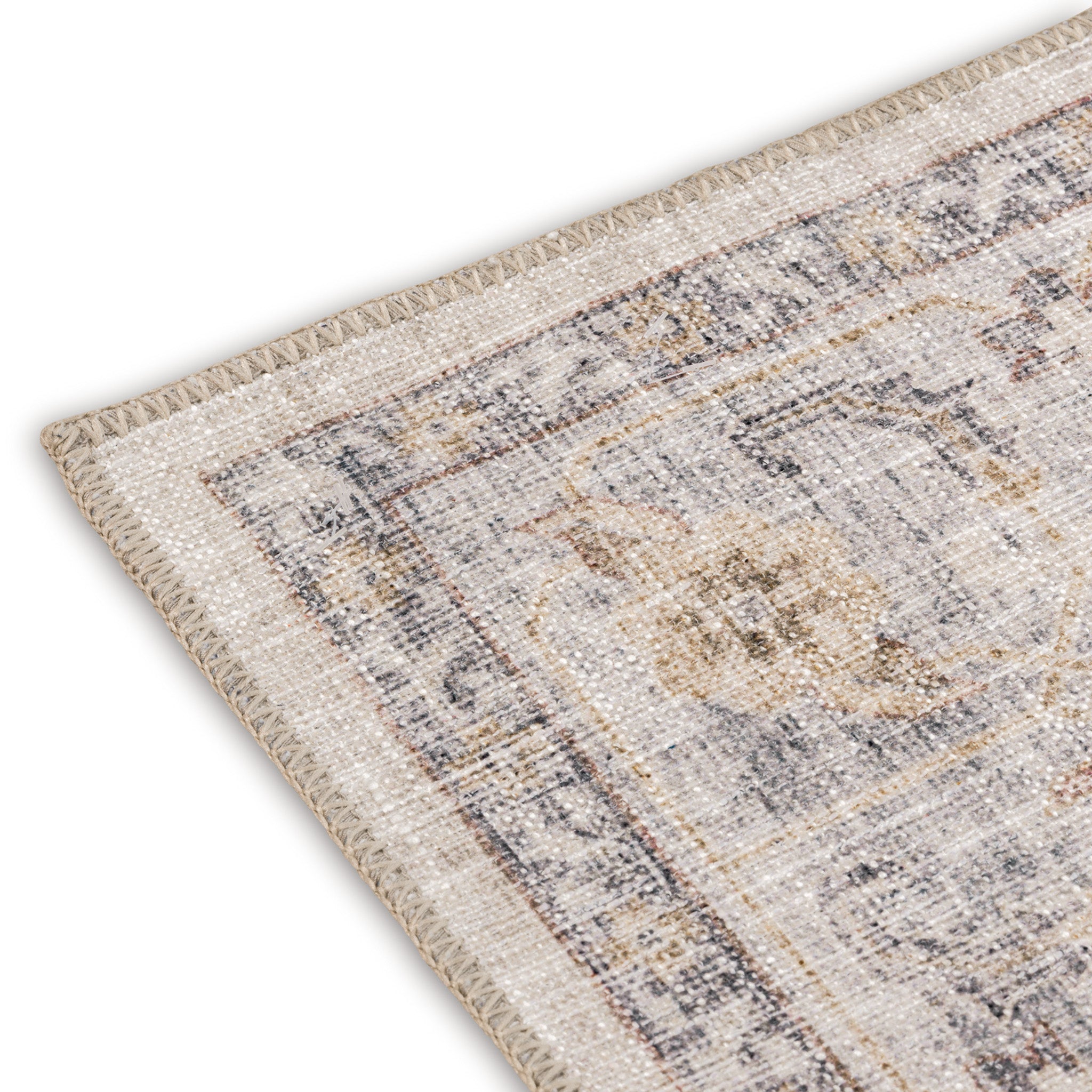 Distressed Dark Heirloom Multi/Burgundy/Black Washable Rug