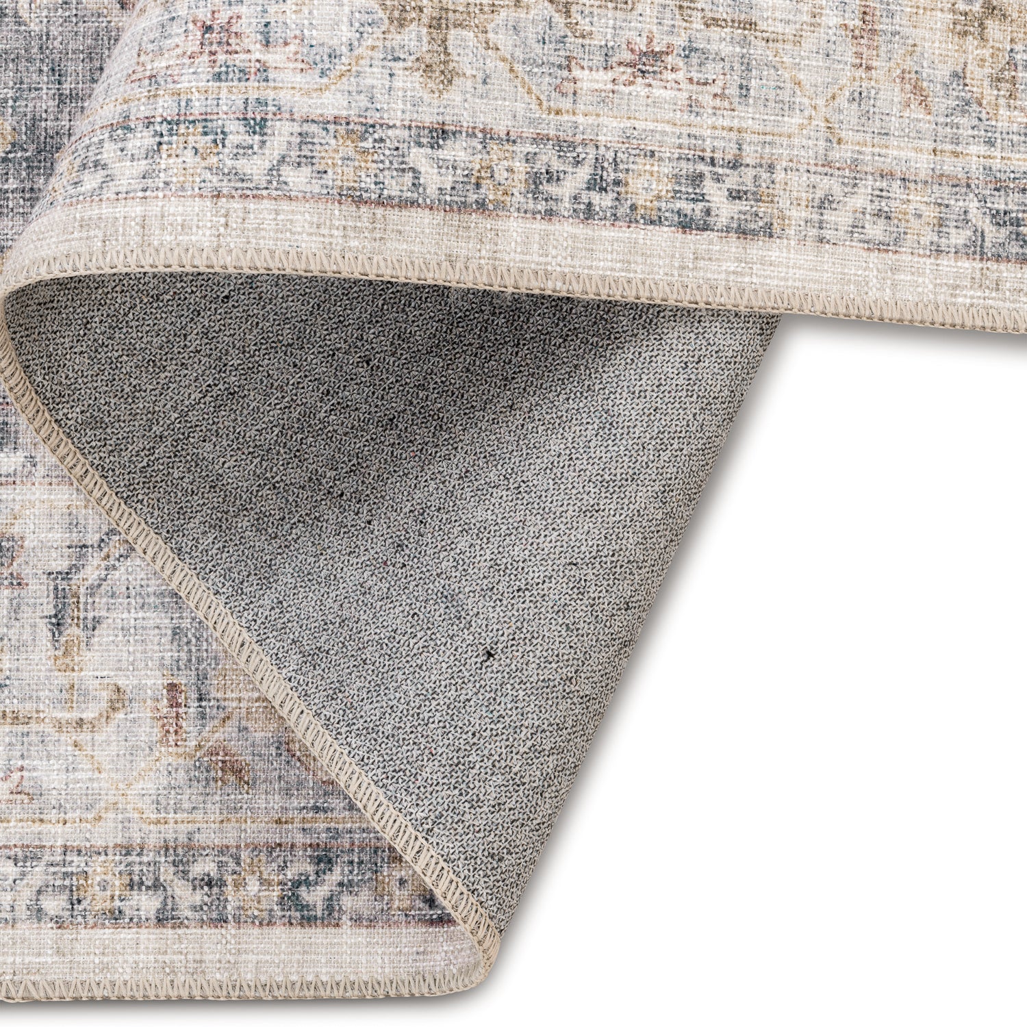 Distressed Dark Heirloom Multi/Burgundy/Black Washable Rug