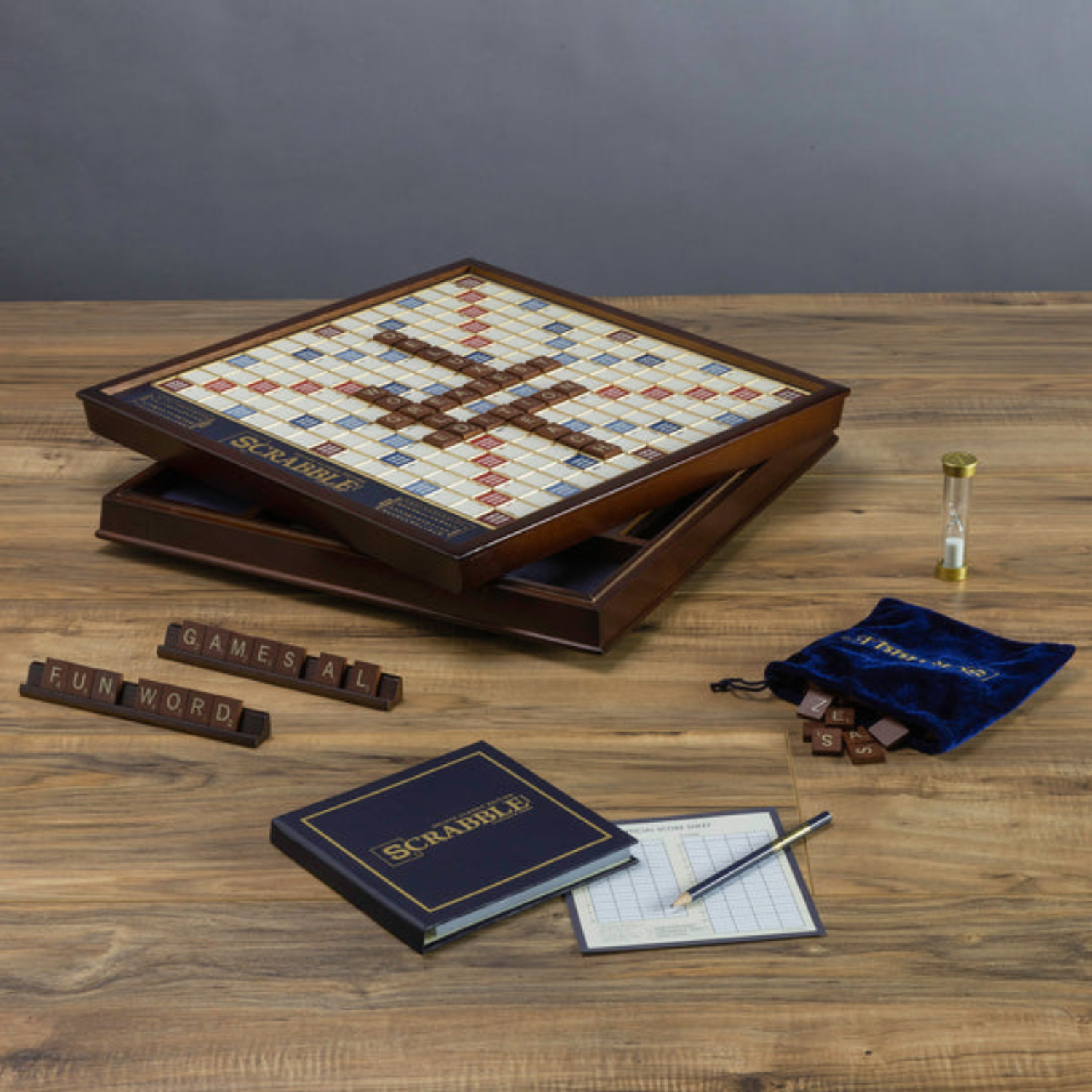 Scrabble Deluxe Wood Cabinet Edition Board Game