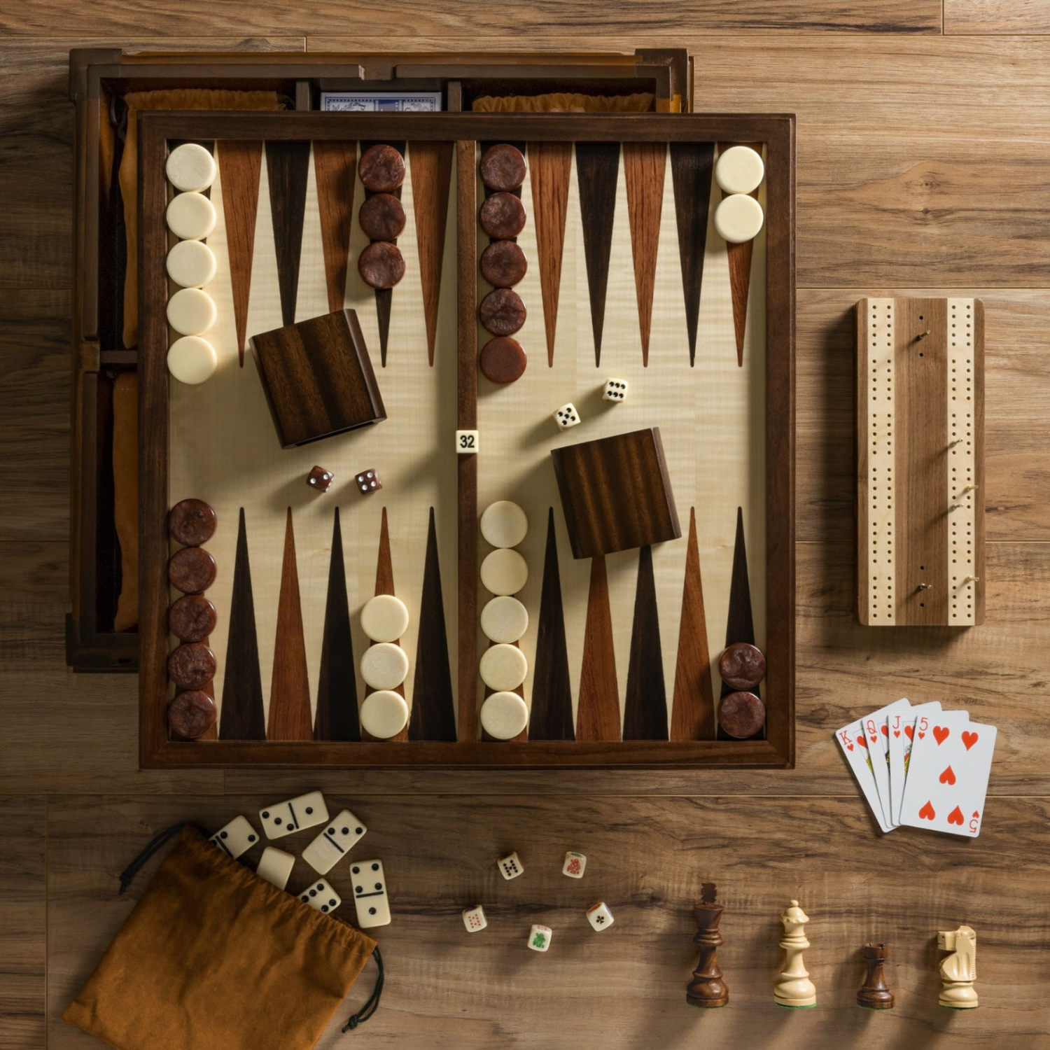 Chess 7-in-1 Walnut Game Board Set