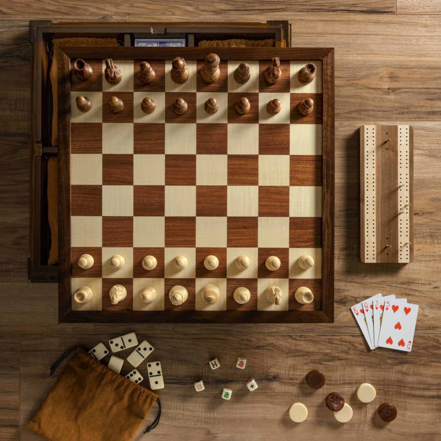 Chess 7-in-1 Walnut Game Board Set