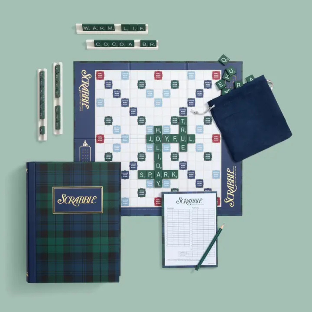 Scrabble Bookshelf Board Game - Holiday Tartan