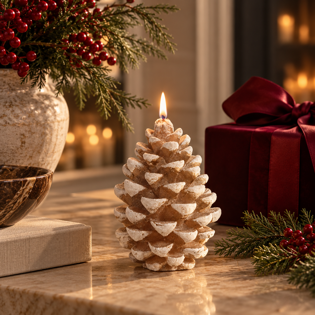 Snowglow Pine Cone Candle