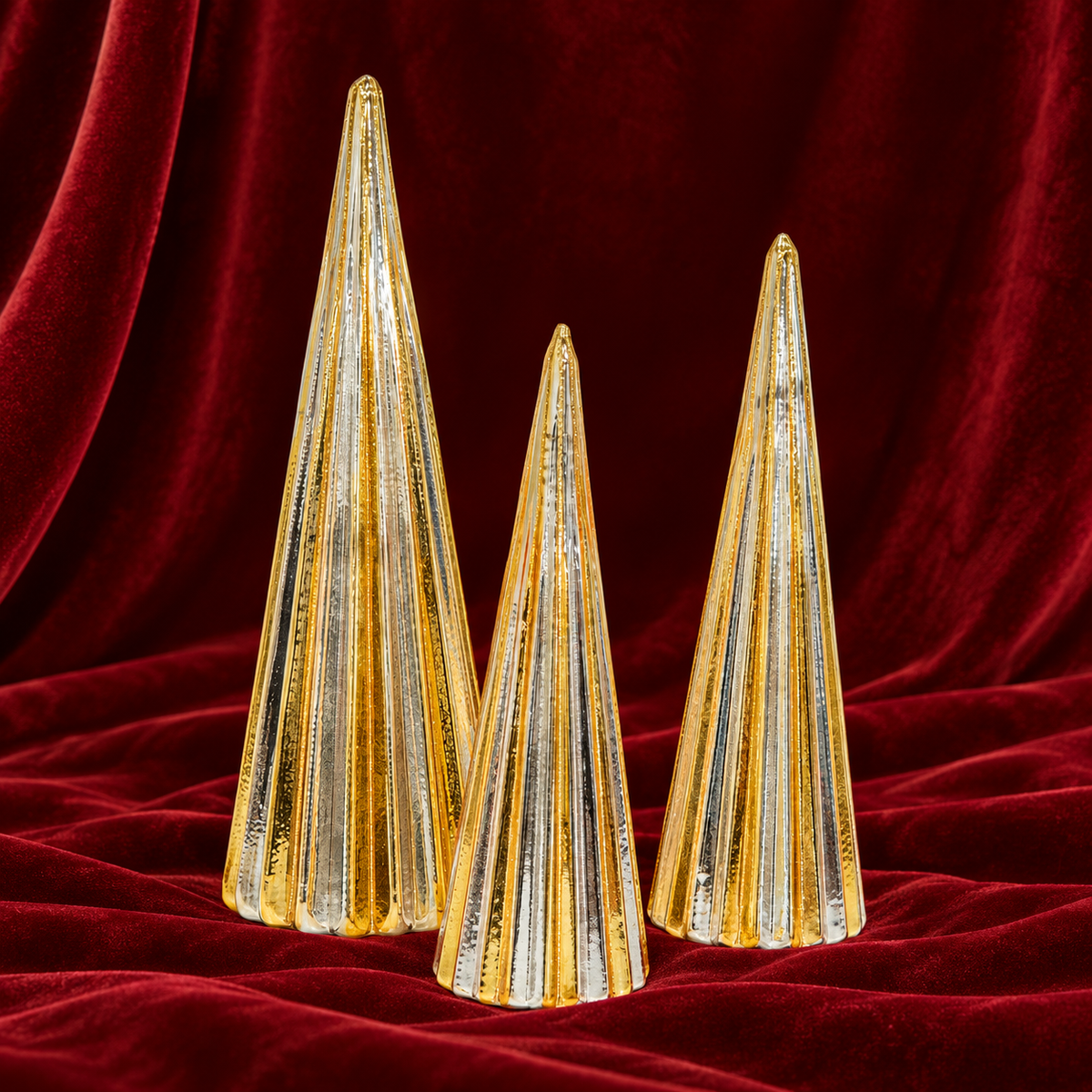 Gilded Metallic Christmas Trees (Set of 3)