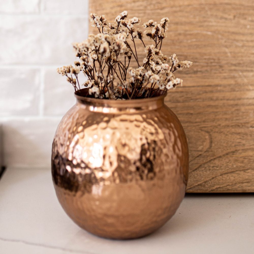 Hammered Copper Vase Pot