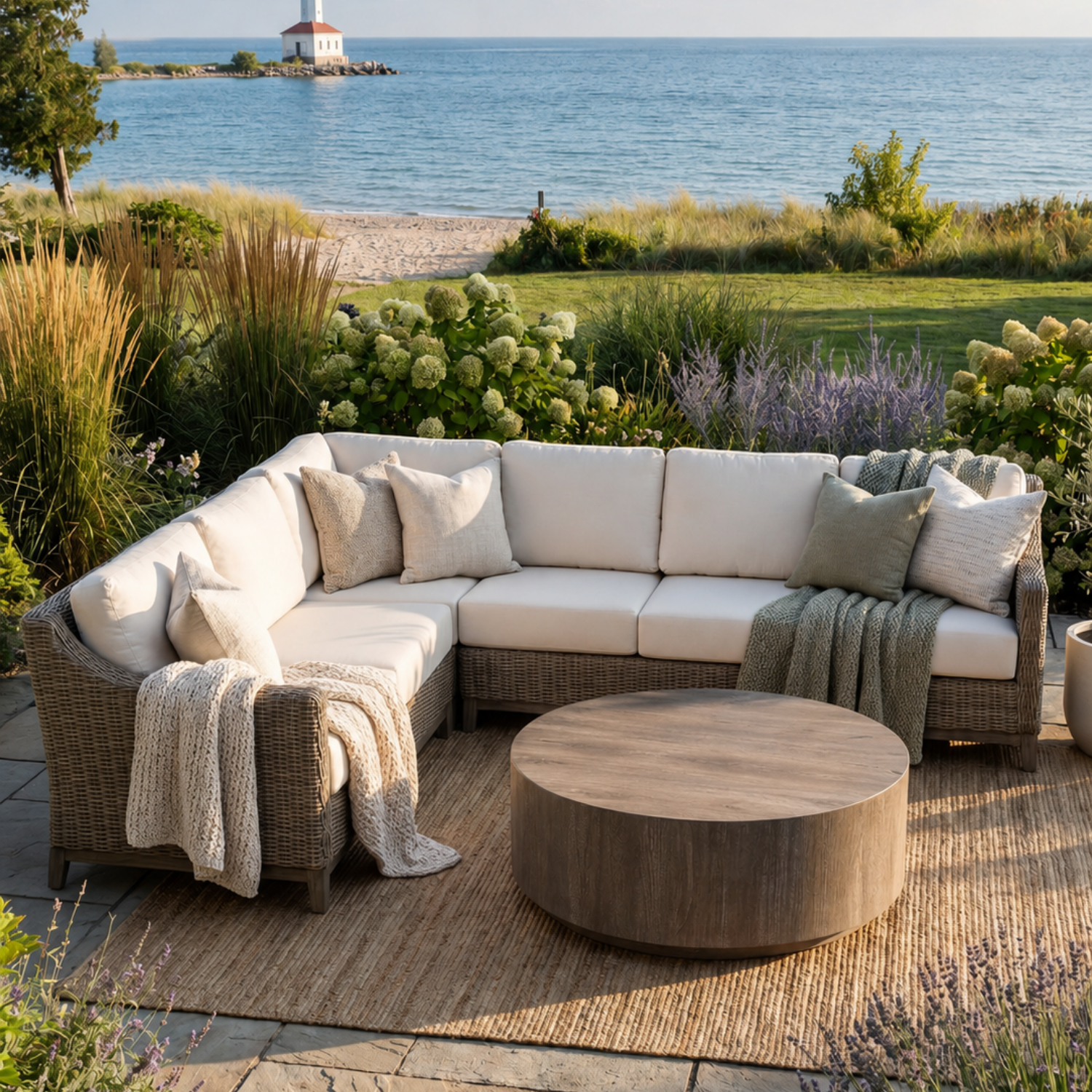 Harbour L-Shape 4-Piece Wicker Sectional