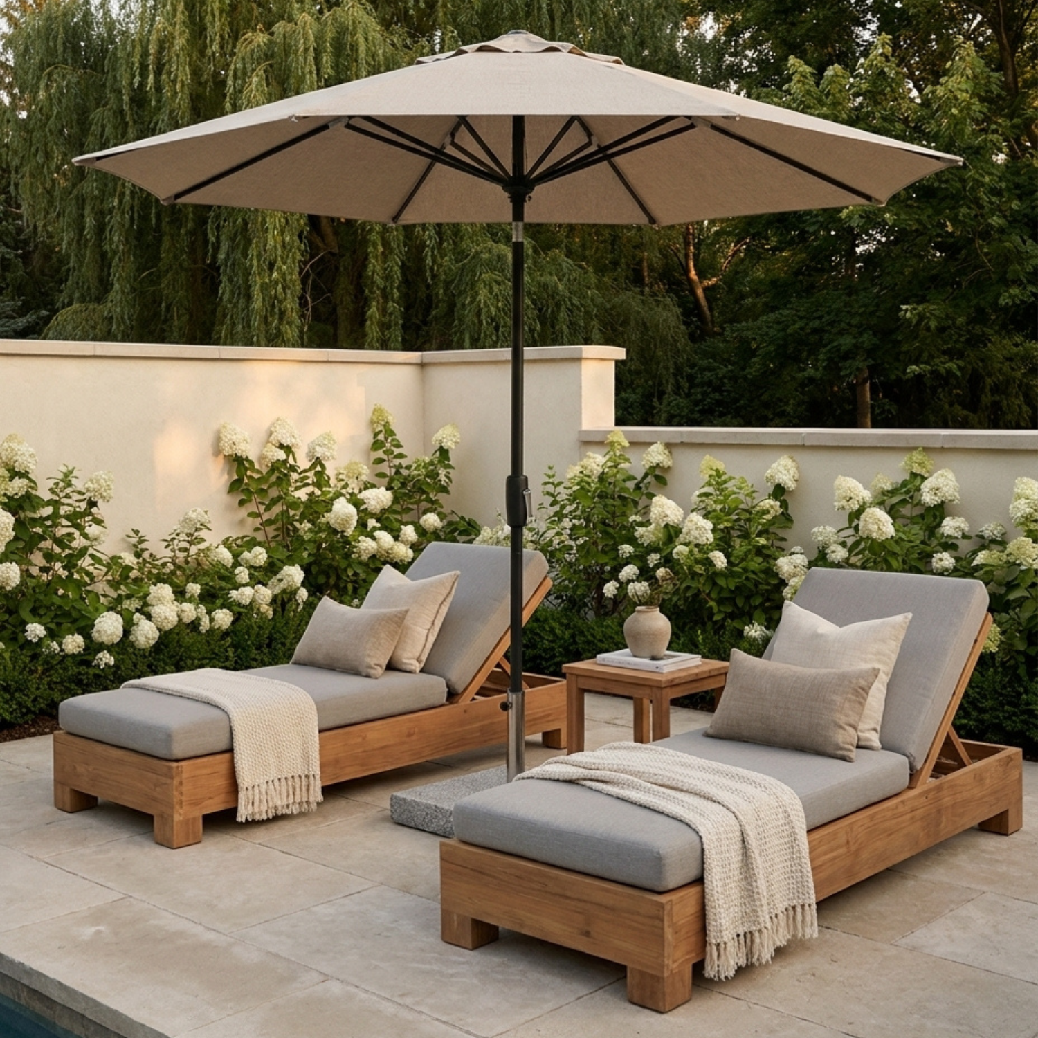 Huron Teak Chaise w/ Cushion