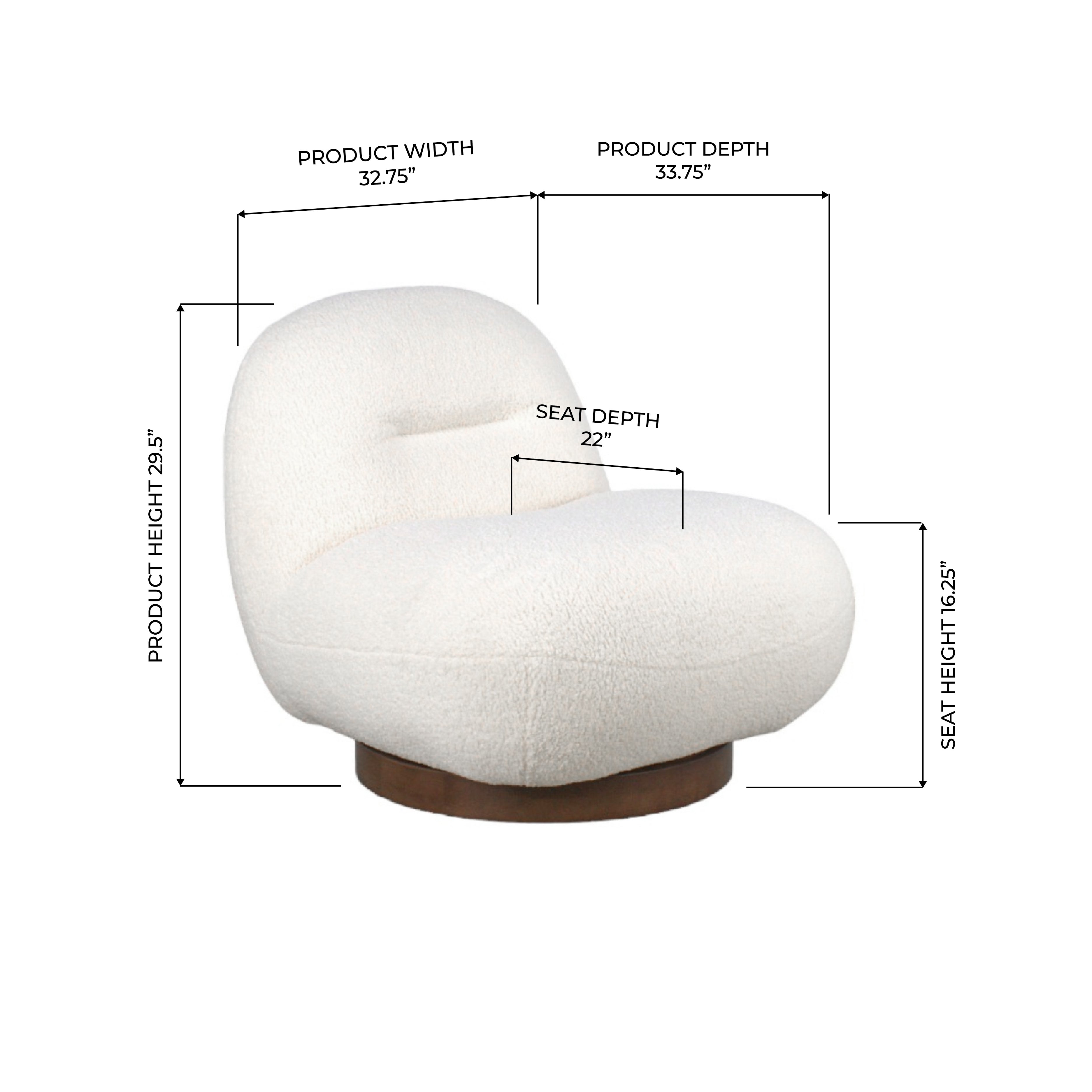 Jacques Swivel Lounge Chair - Ivory Sherpa