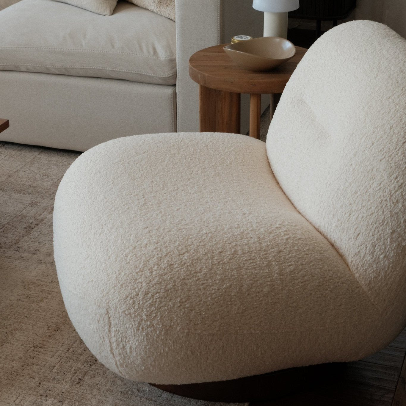 Jacques Swivel Lounge Chair - Ivory Sherpa