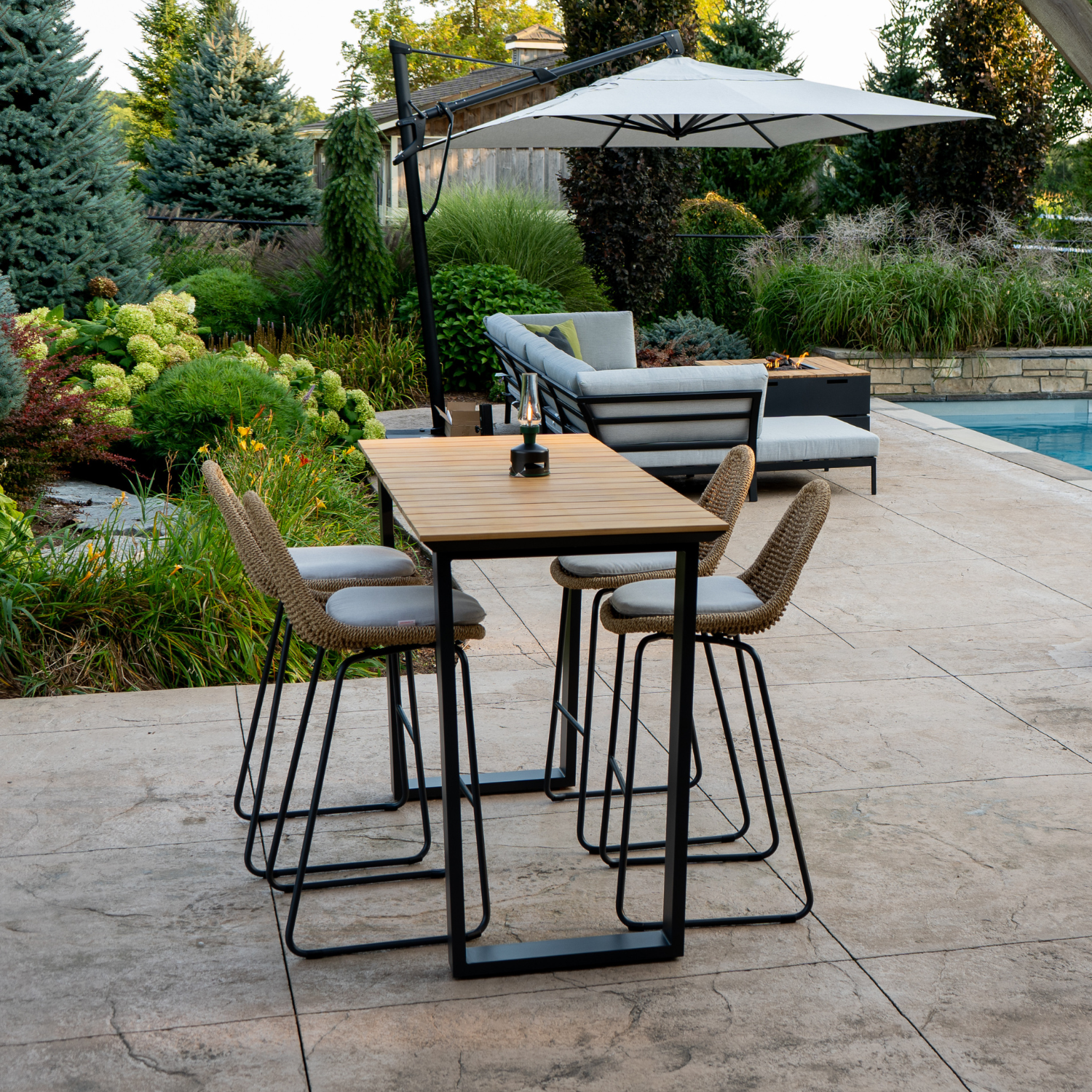 Kawartha Natural Rope Bar Stool with Cushion