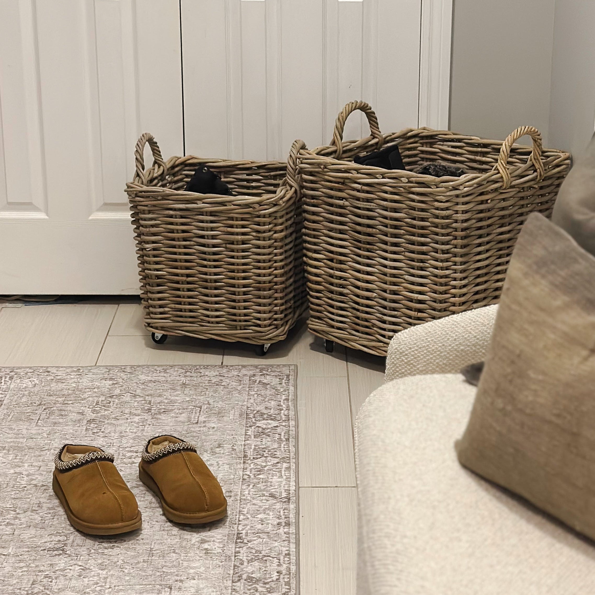 Langley Stackable Rattan Basket w/ Wheels