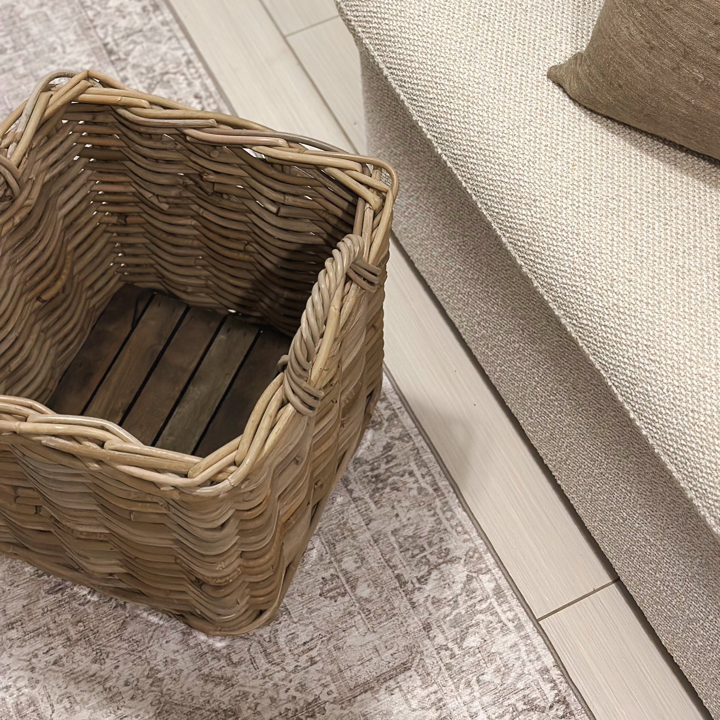 Langley Stackable Rattan Basket w/ Wheels