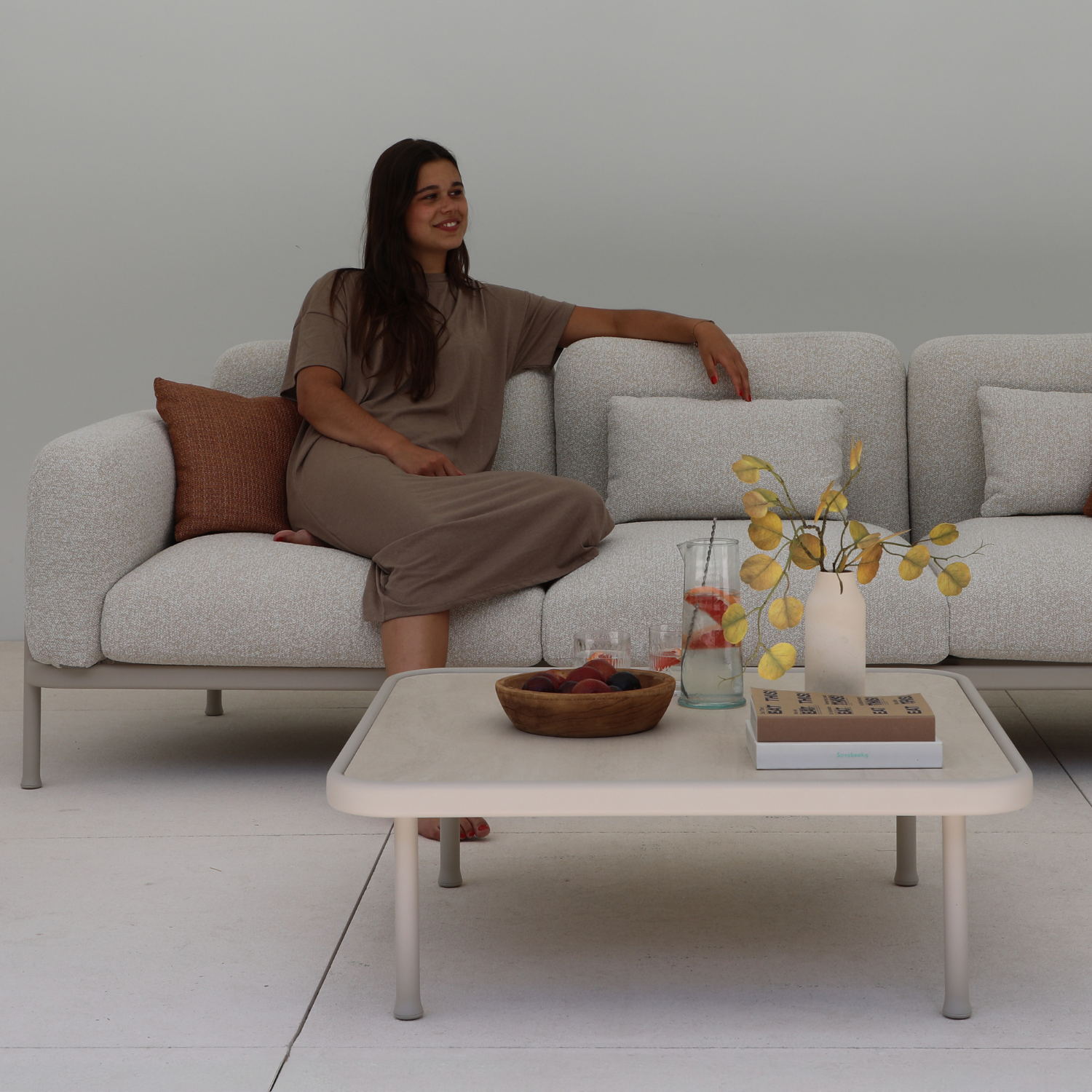 Laval Ceramic/Teak Coffee Table - Beige