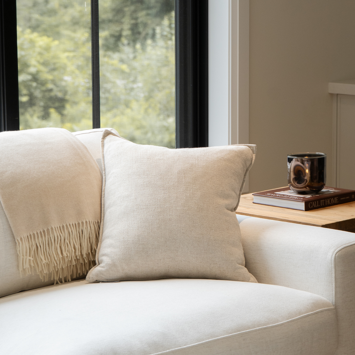 Cream Linen Toss Pillow