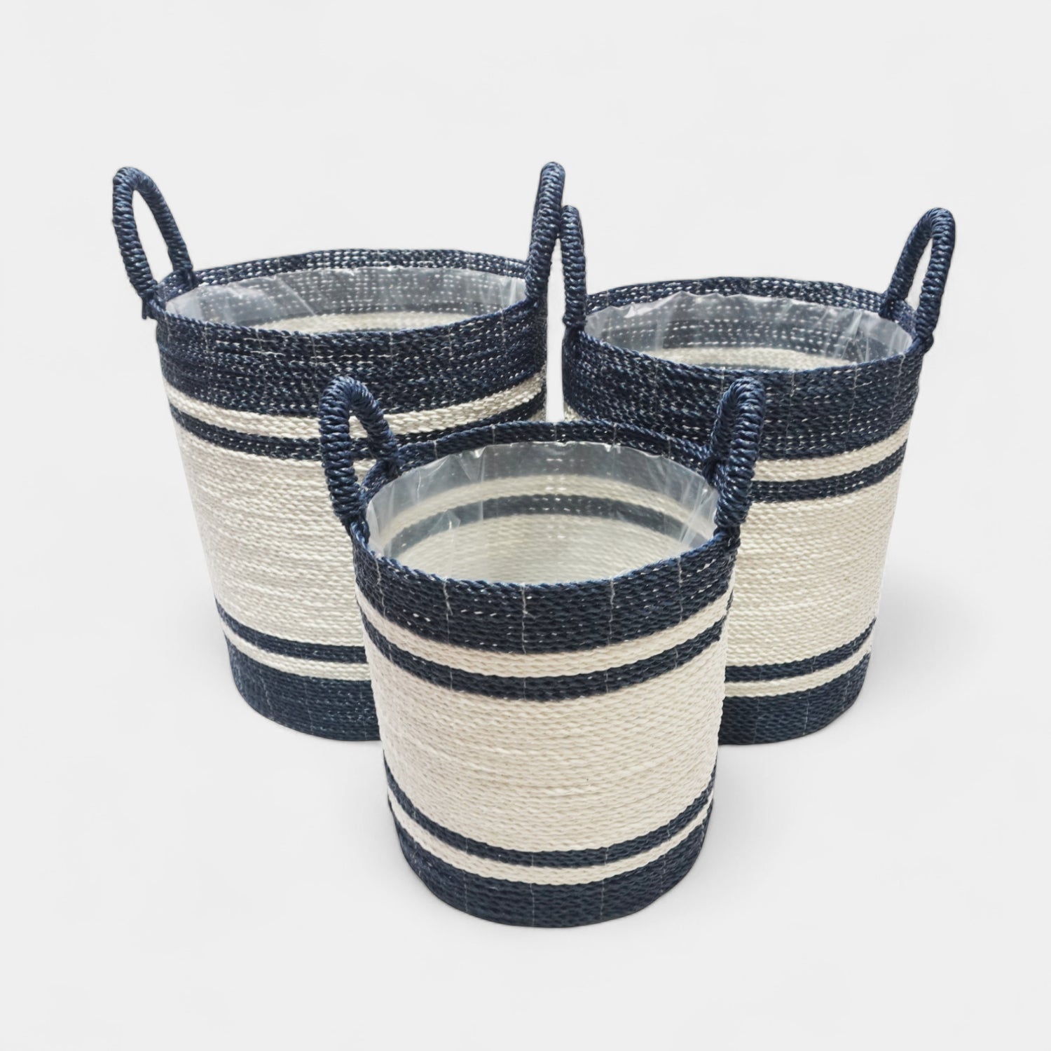 Maritime Storage Basket w/ Handles - Blue/White