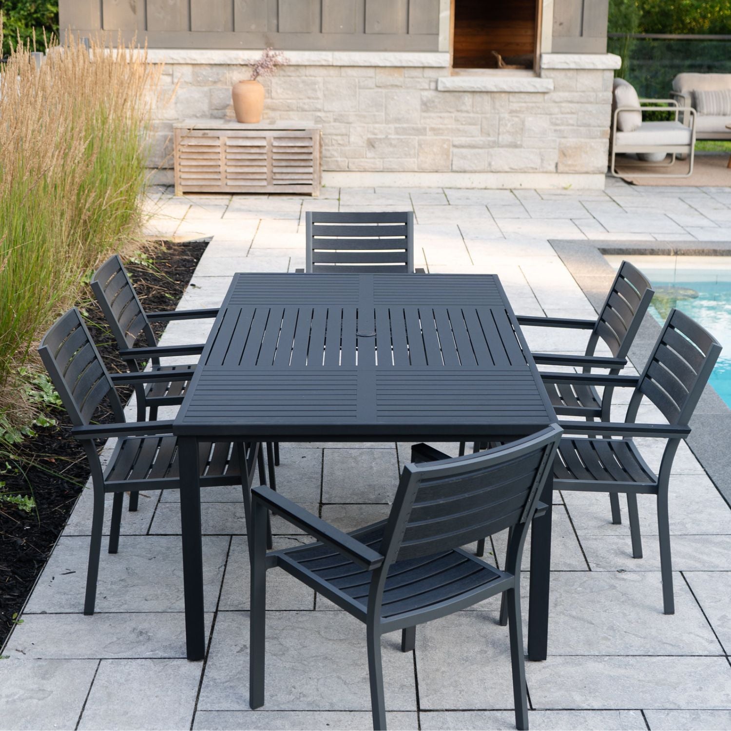 Slat Rectangular 76-102" Dining Tables - Slate Black