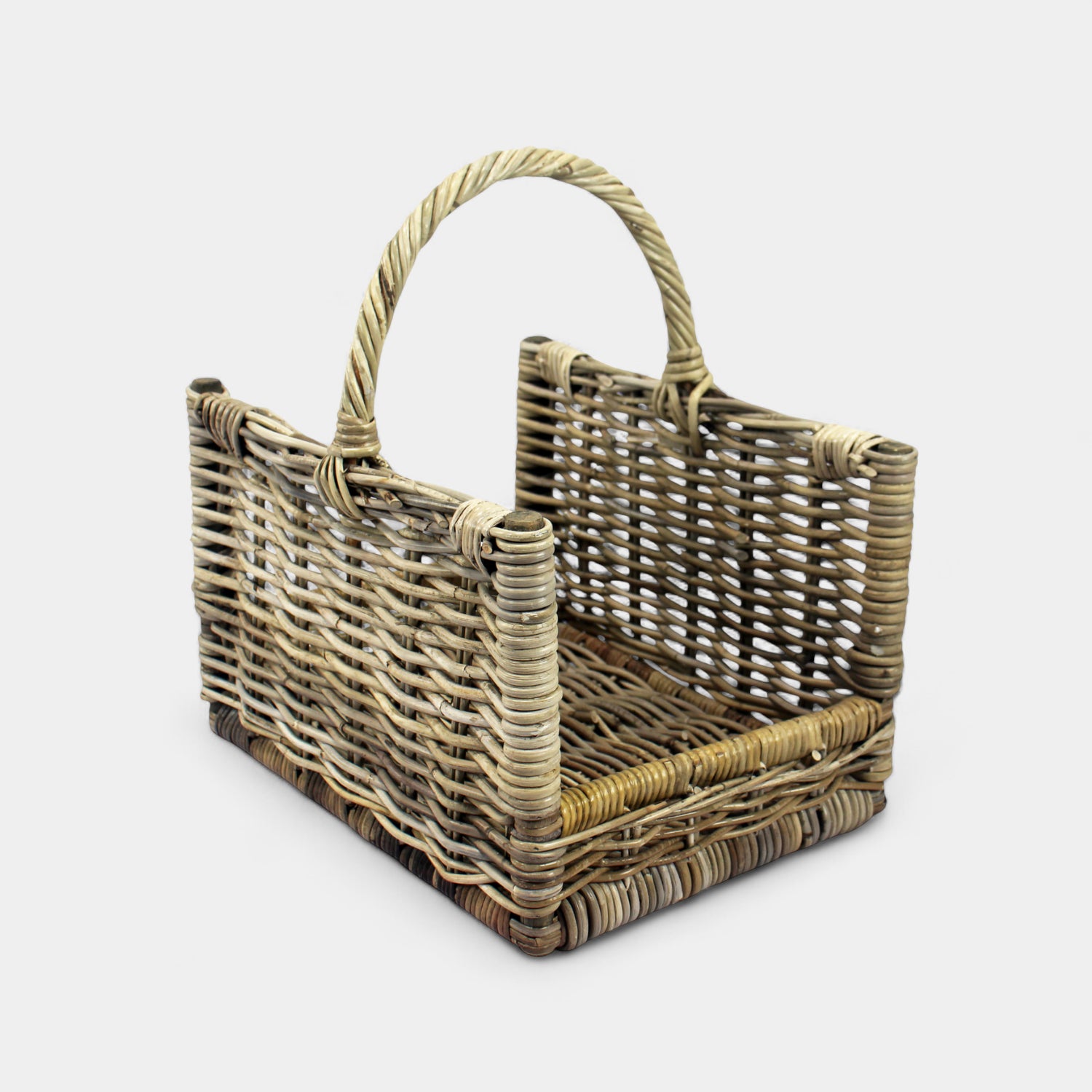Mission Rattan Log Basket w/ Handle