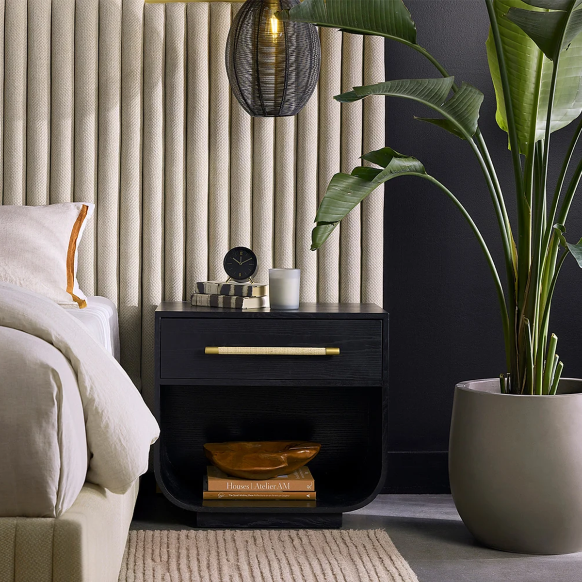 Mode Wood Nightstand - Black