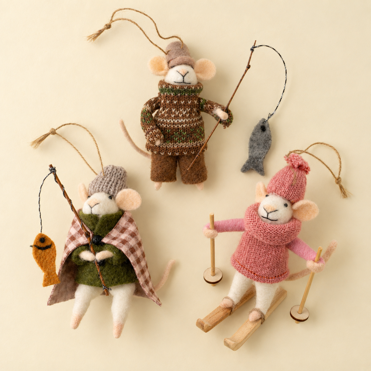 The Mousey Outdoors Holiday Ornaments (Set of 3)