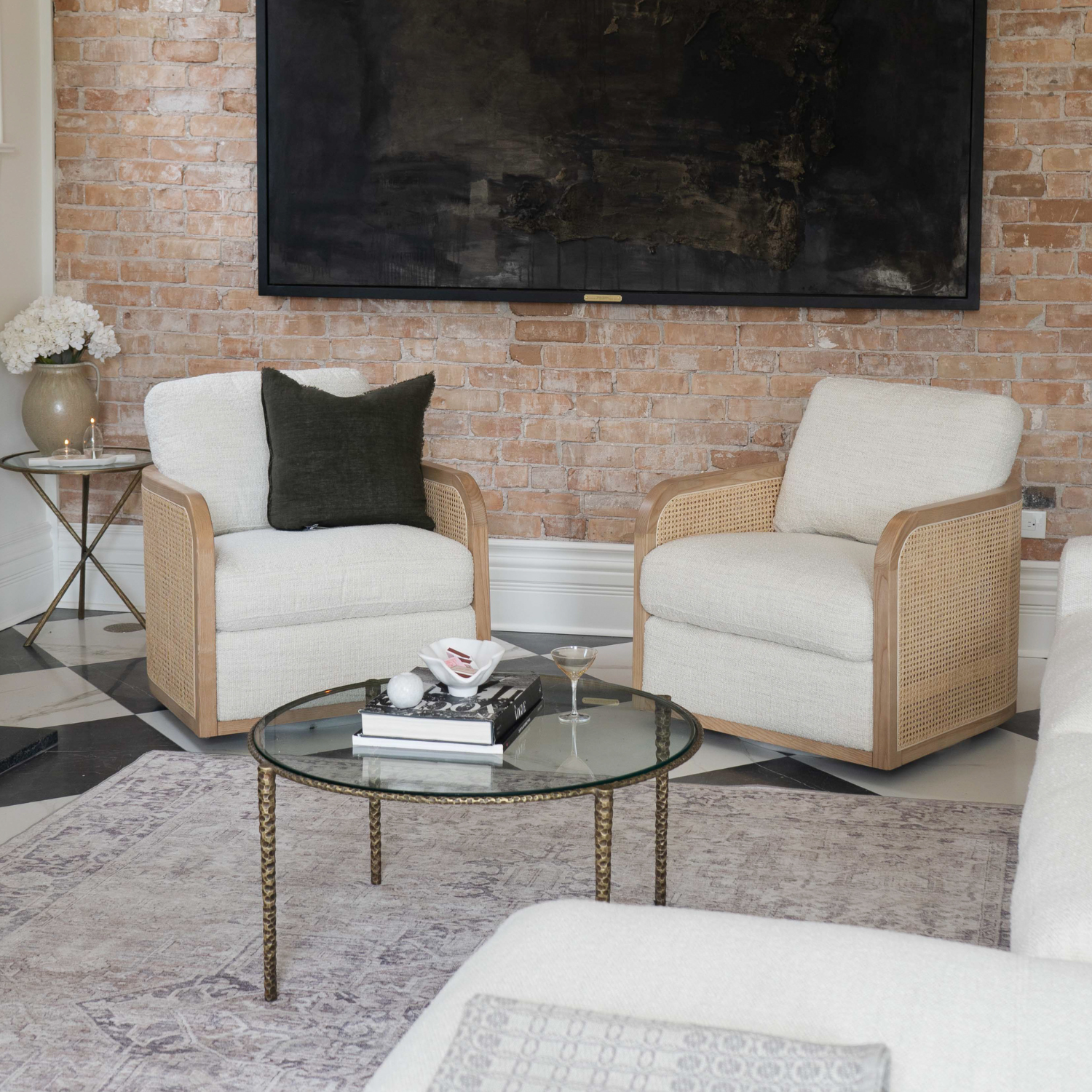 Nassau Swivel Arm Chair - Mellow Ivory