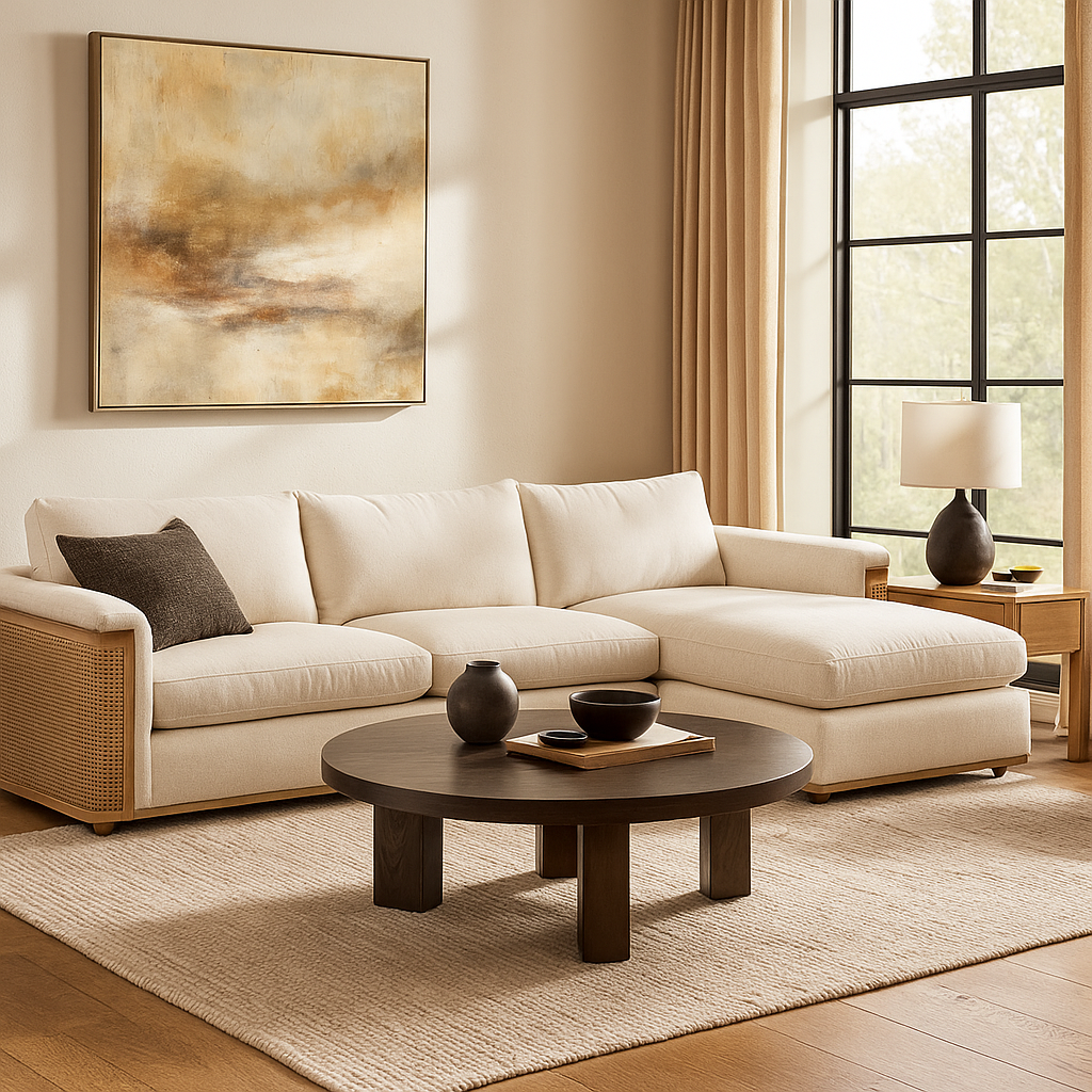 Nassau 120" Chaise Sectional - Mellow Ivory
