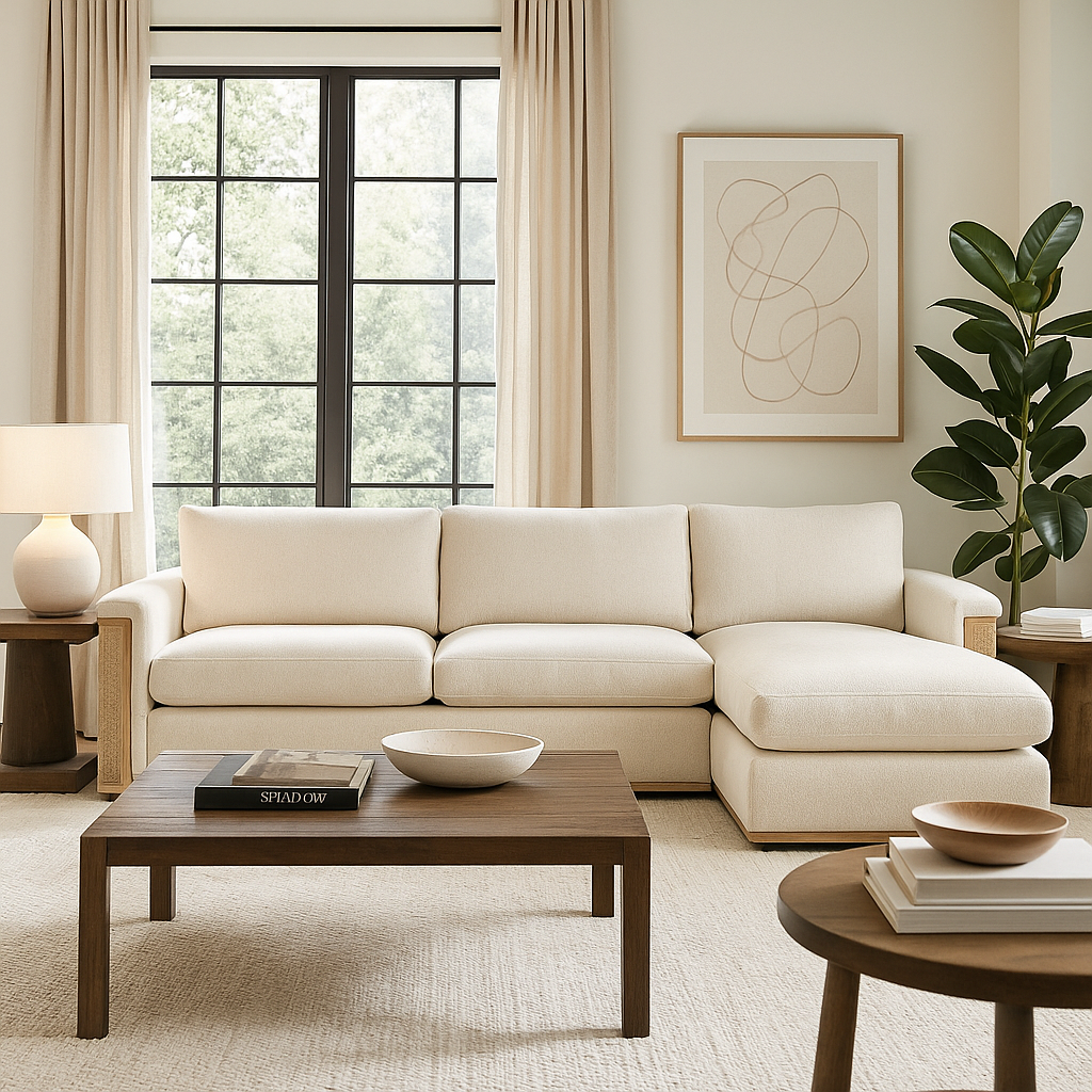 Nassau 120" Chaise Sectional - Mellow Ivory