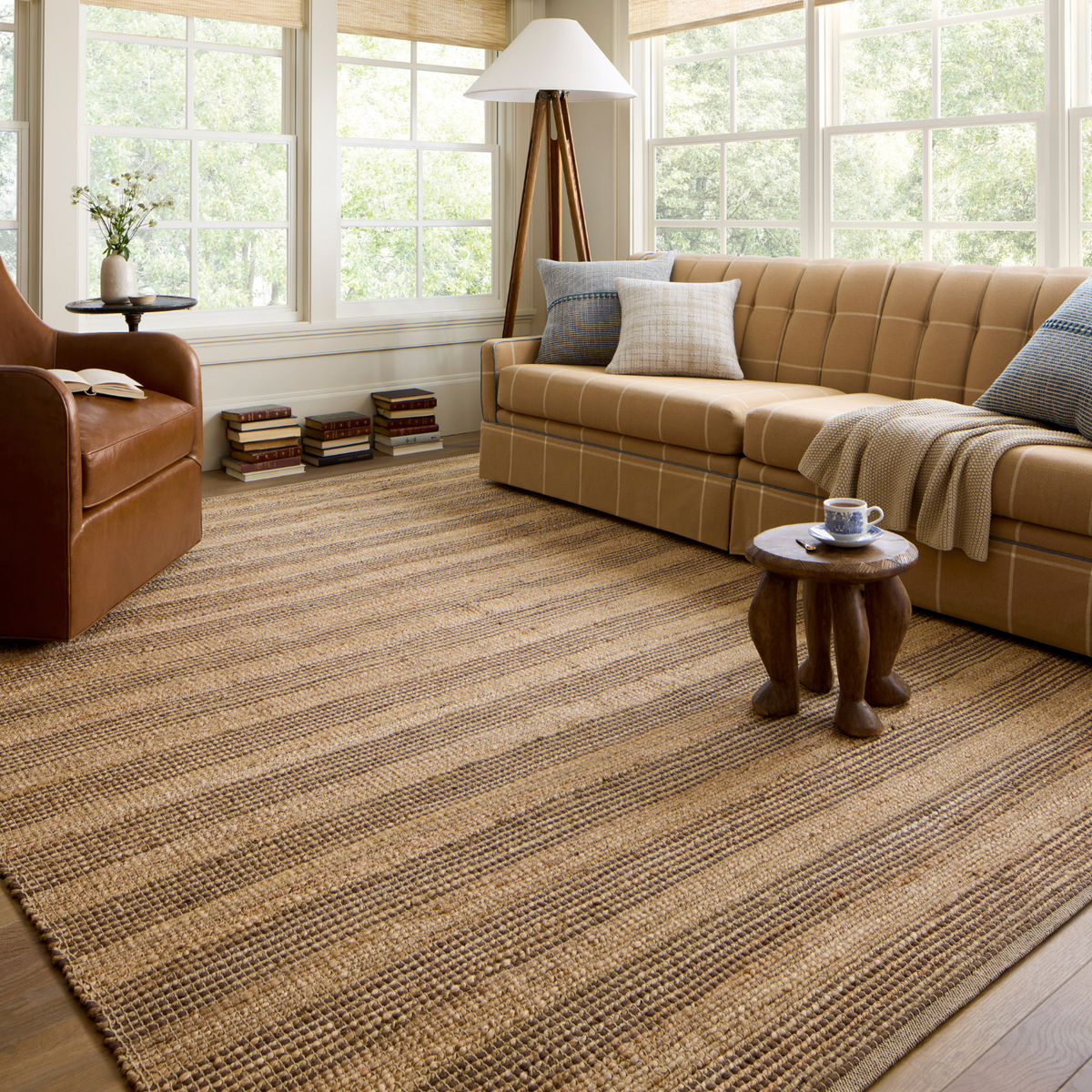 Chris Loves Julia x Loloi Judy Natural/ Chocolate Jute Rug