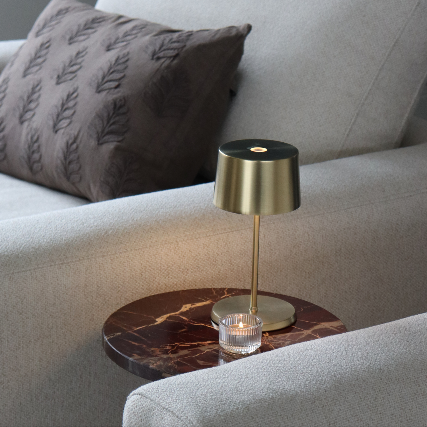 Olivia Pro Mini Cordless Table Lamp - Satin Brass